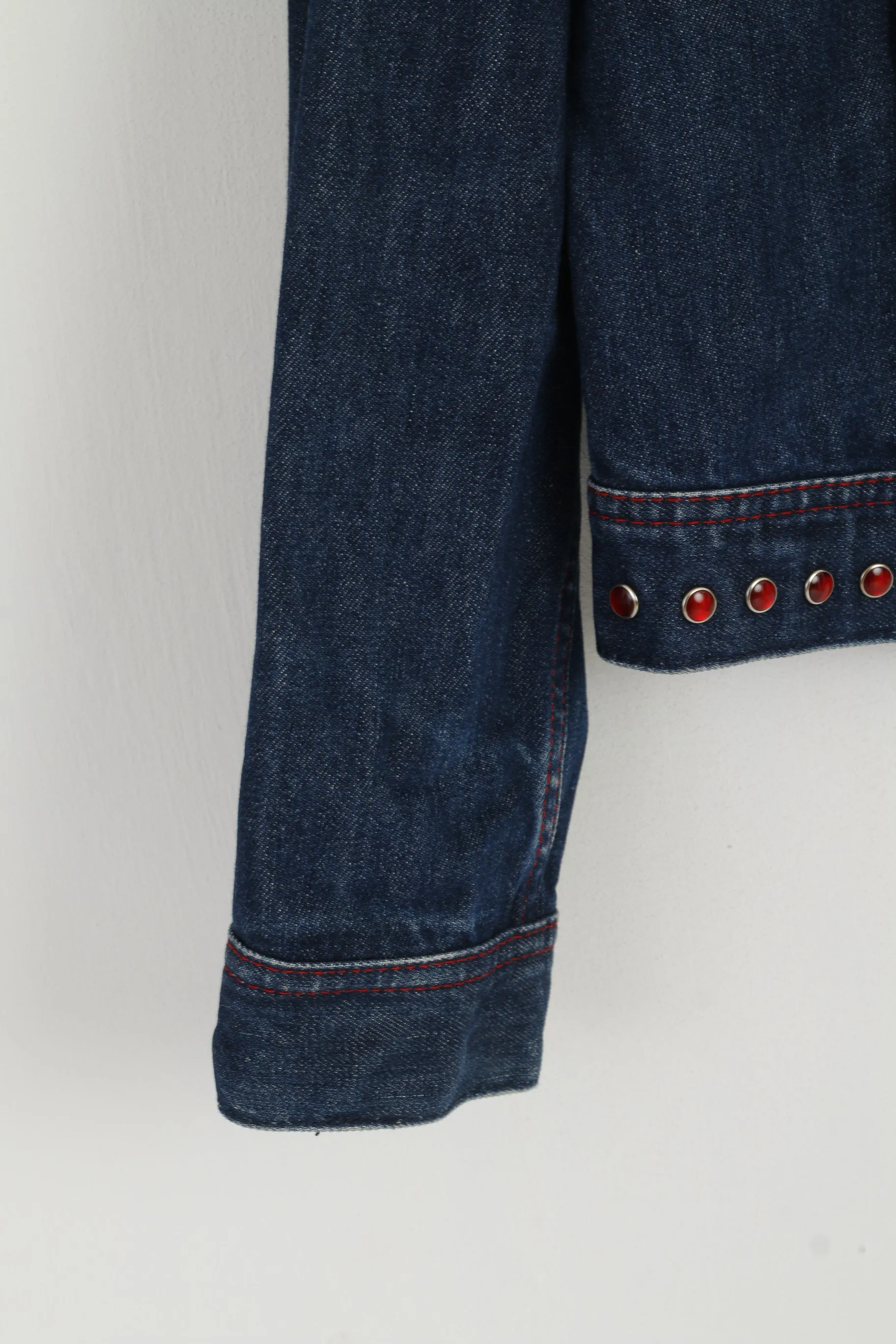Lee Premium Quality Women L (M) Denim Jacket navy Jeans Slim Cotton Detailed Top