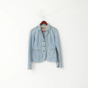 Levi's For Girls Women M Denim Jacket Blue Cotton Fit Single Breasted Blazer Top