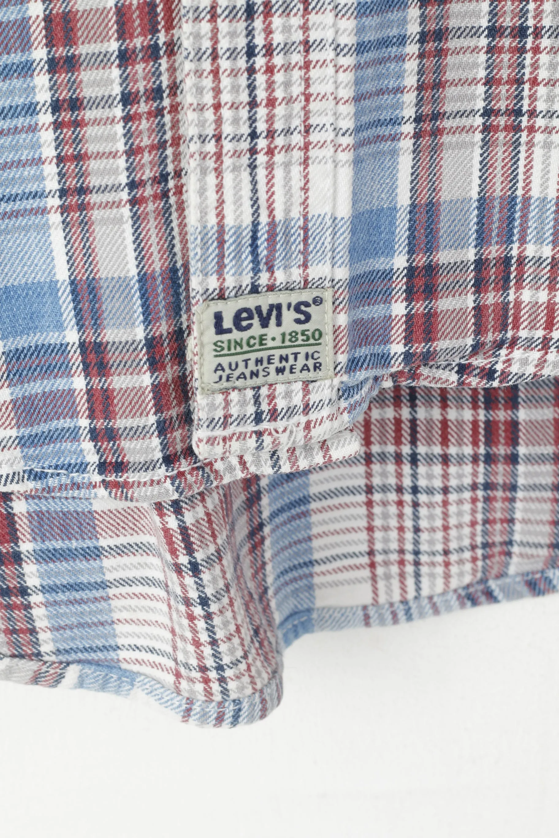 Levi's Men S Casual Shirt Blue Check Vintage Cotton Long Sleeve Western Top