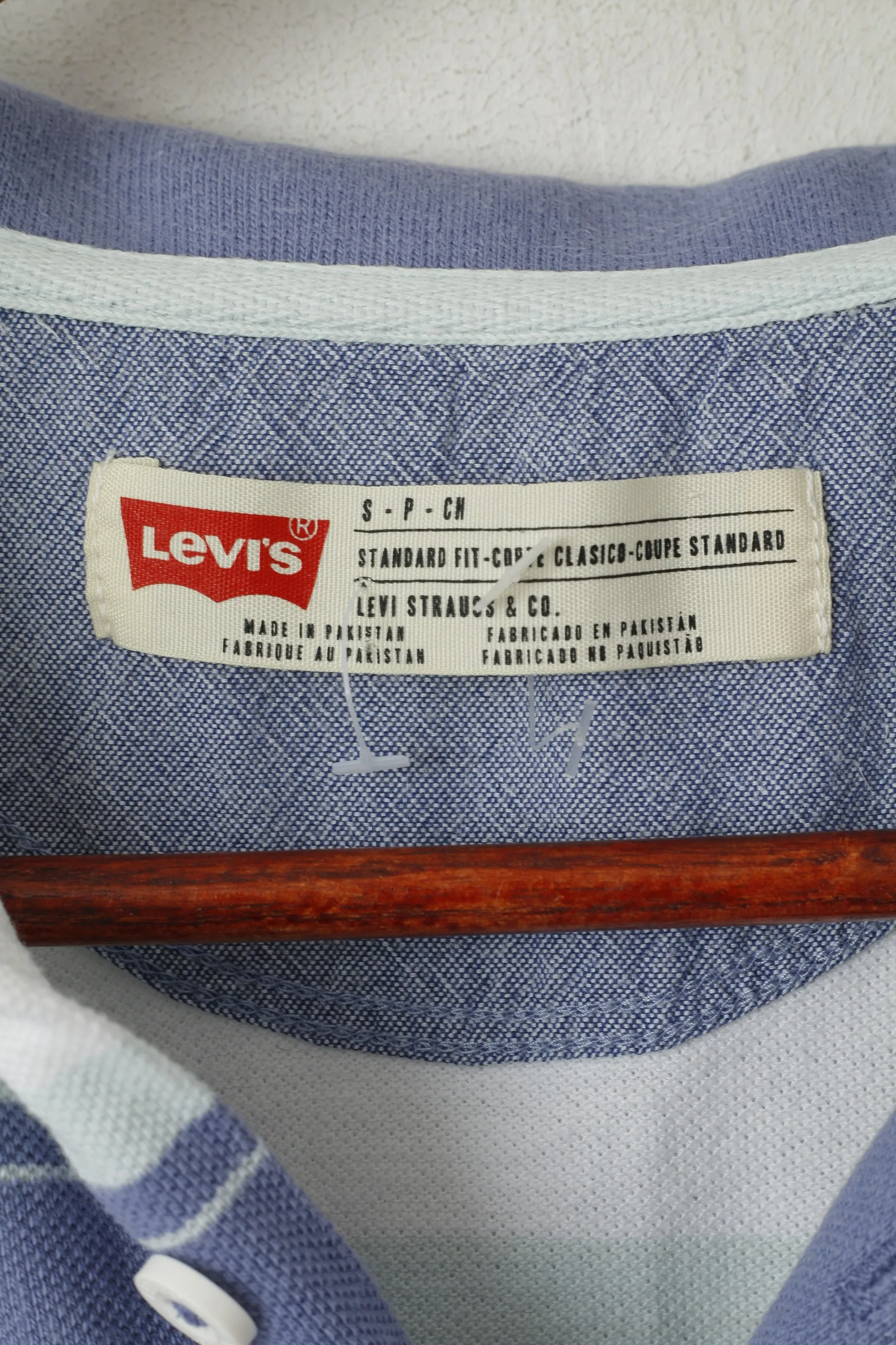 Levi's Men S Polo Shirt Violet Striped Short Sleeve Cotton Standard Fit Top