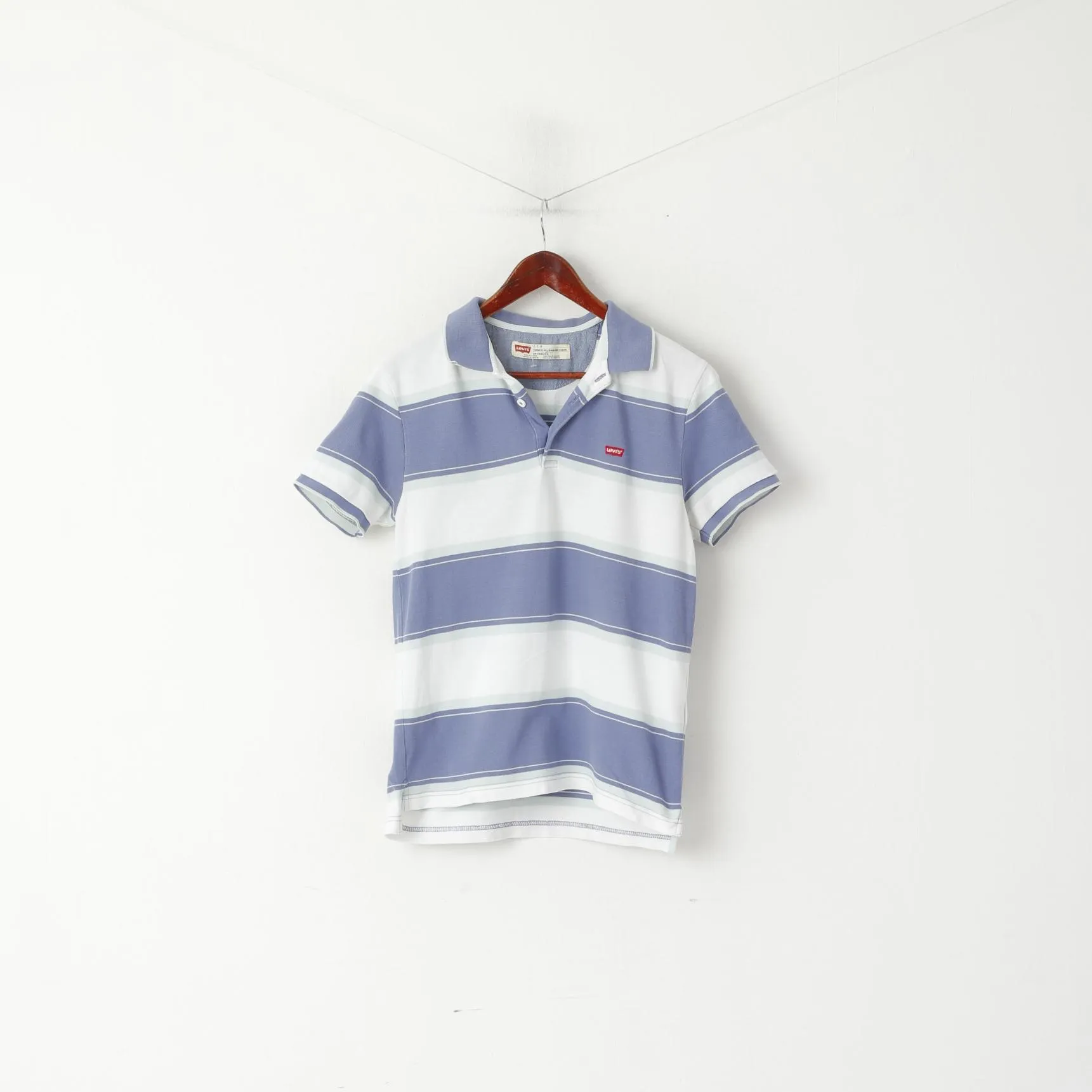 Levi's Men S Polo Shirt Violet Striped Short Sleeve Cotton Standard Fit Top