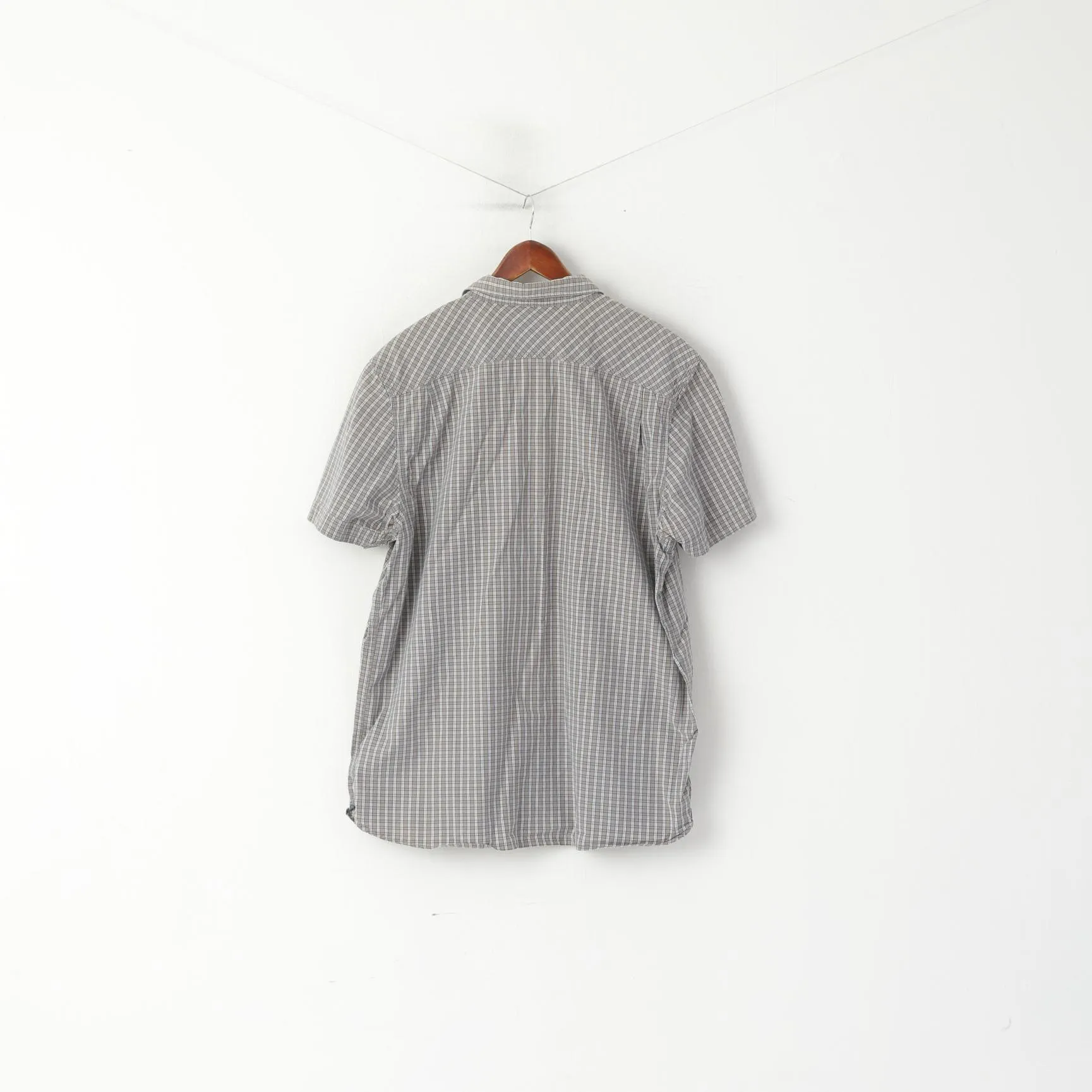 Levi's Men XXL Casual Shirt Gray Blue Checkered Cotton Standard Fit Vintage Top