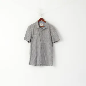 Levi's Men XXL Casual Shirt Gray Blue Checkered Cotton Standard Fit Vintage Top