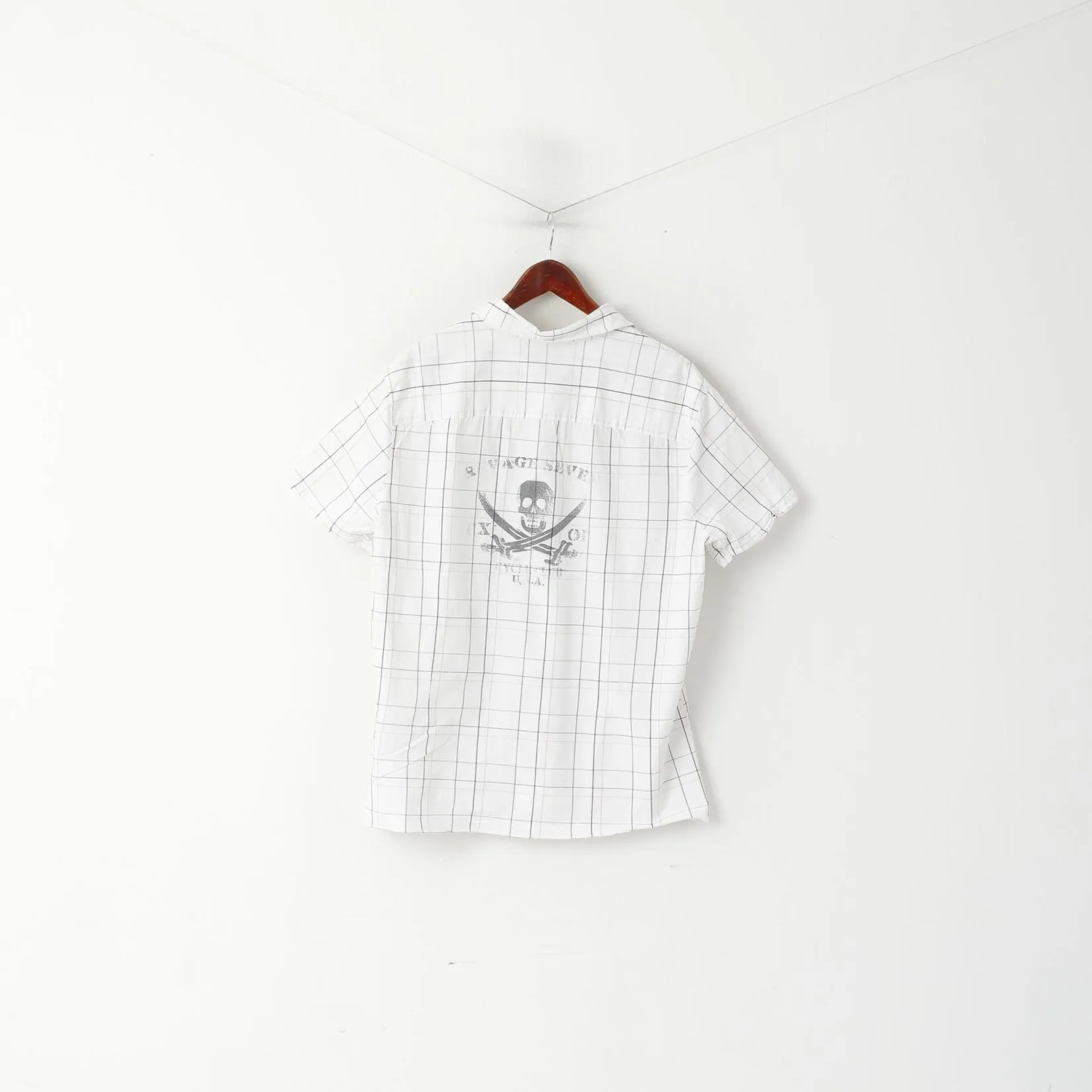 Levi's Red Tab Men XL Casual Shirt White Check Cotton Pocket Short Sleeve Top