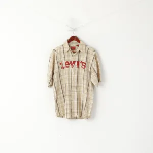Levi's Type 1 Men XL Casual Shirt Brown Check Cotton Short Sleeve Logo Top