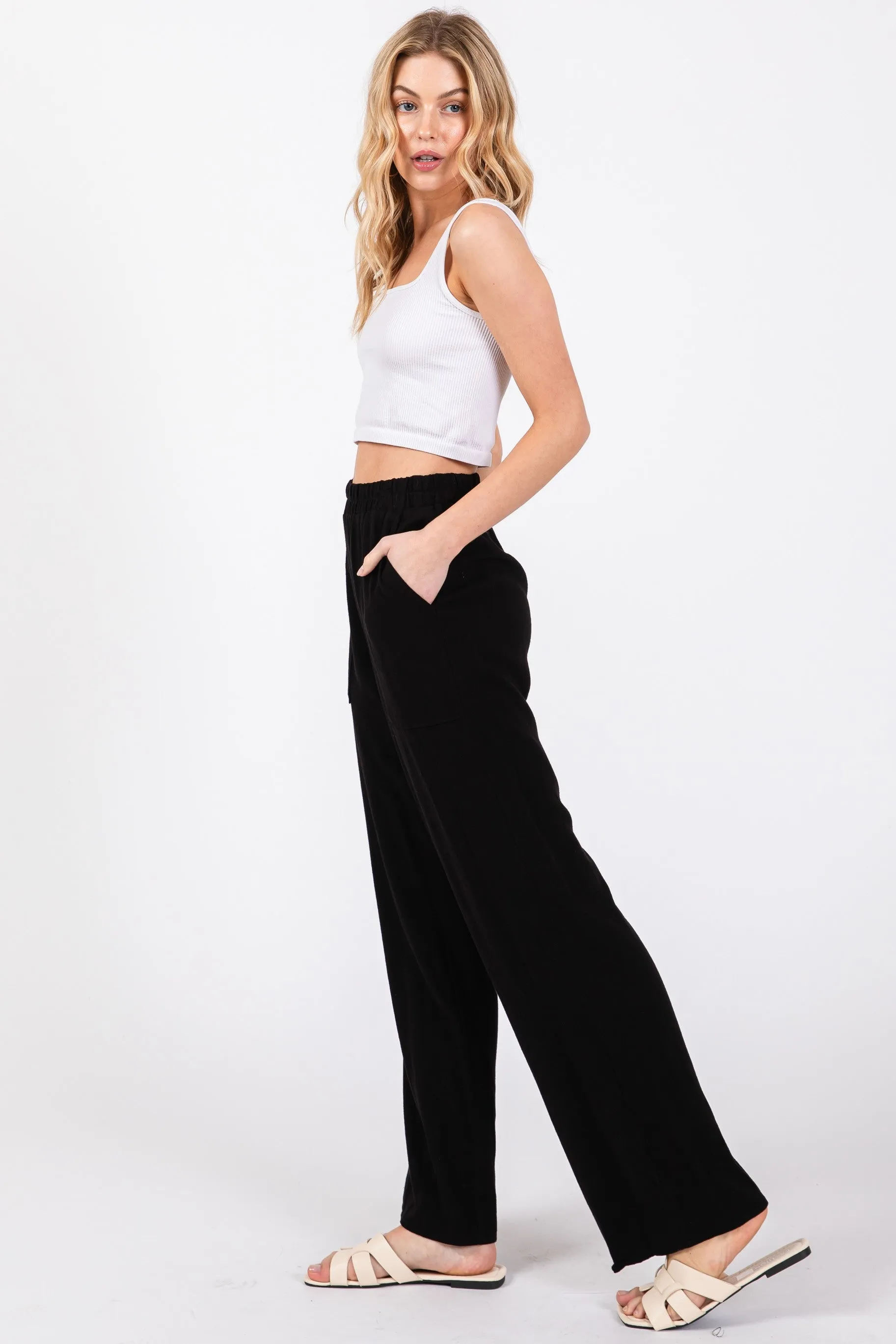 LINEN BLEND PATCH POCKET PANT