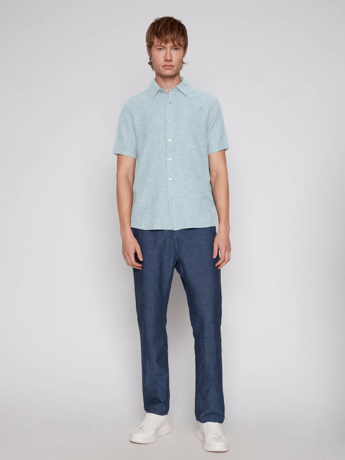 LINEN BLEND SHORT SLEEVE SHIRT