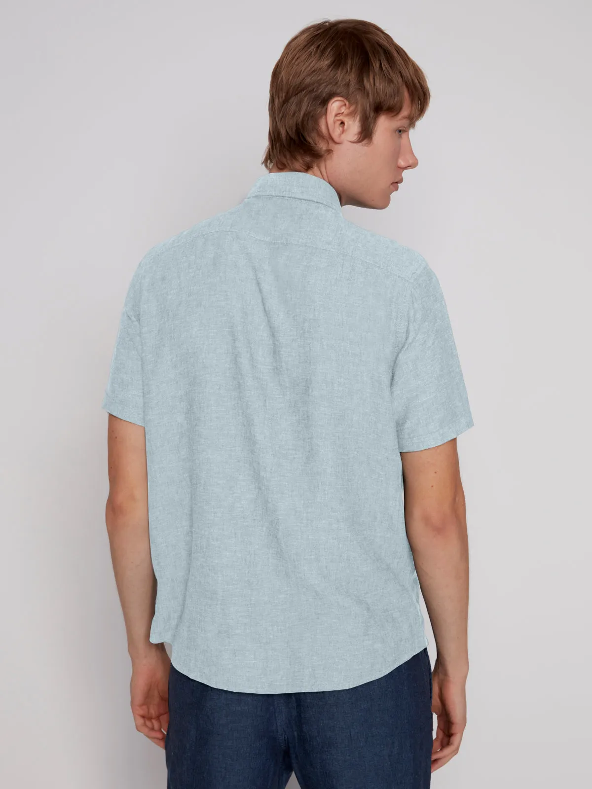 LINEN BLEND SHORT SLEEVE SHIRT