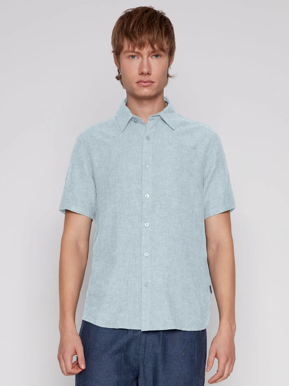 LINEN BLEND SHORT SLEEVE SHIRT