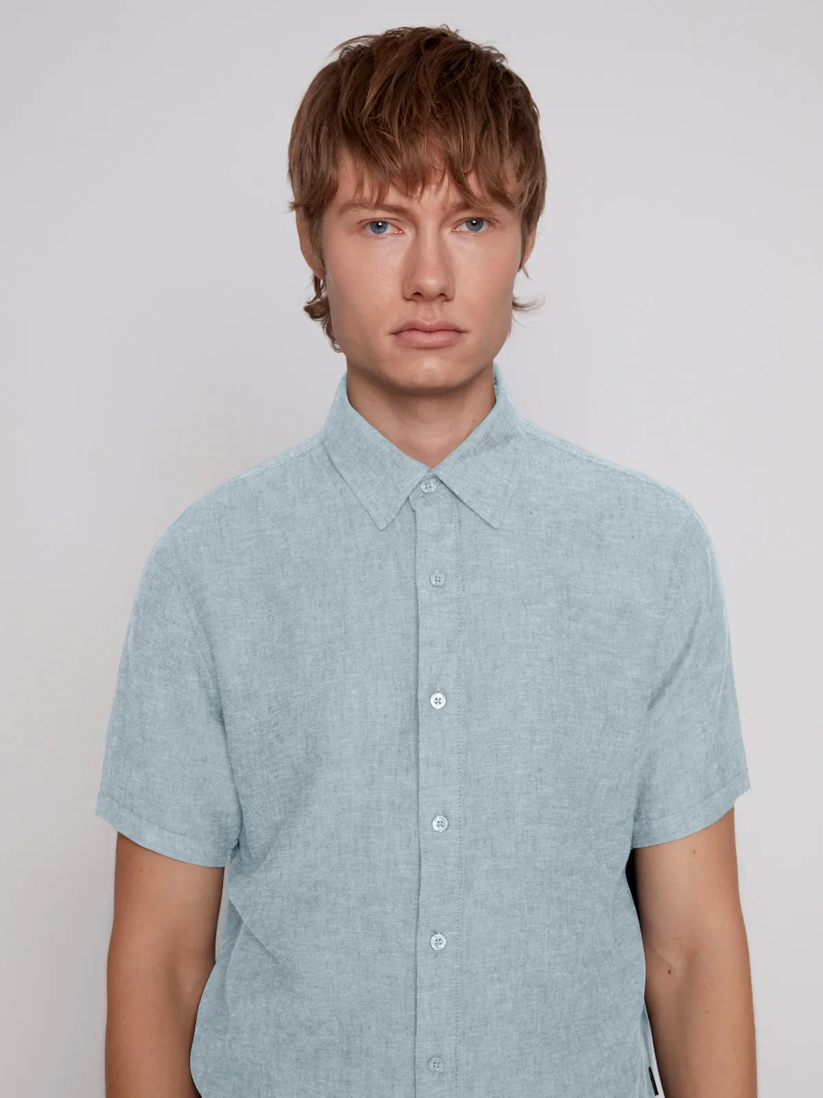 LINEN BLEND SHORT SLEEVE SHIRT