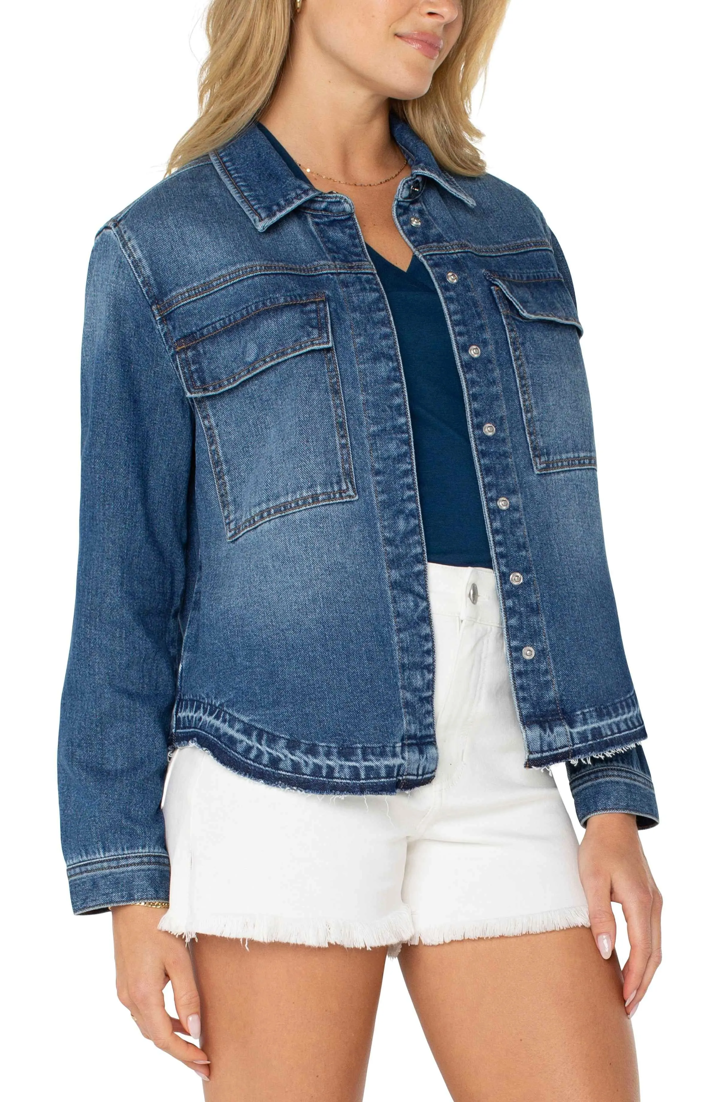 Liverpool Los Angeles SHIRT JACKET WITH SLIT