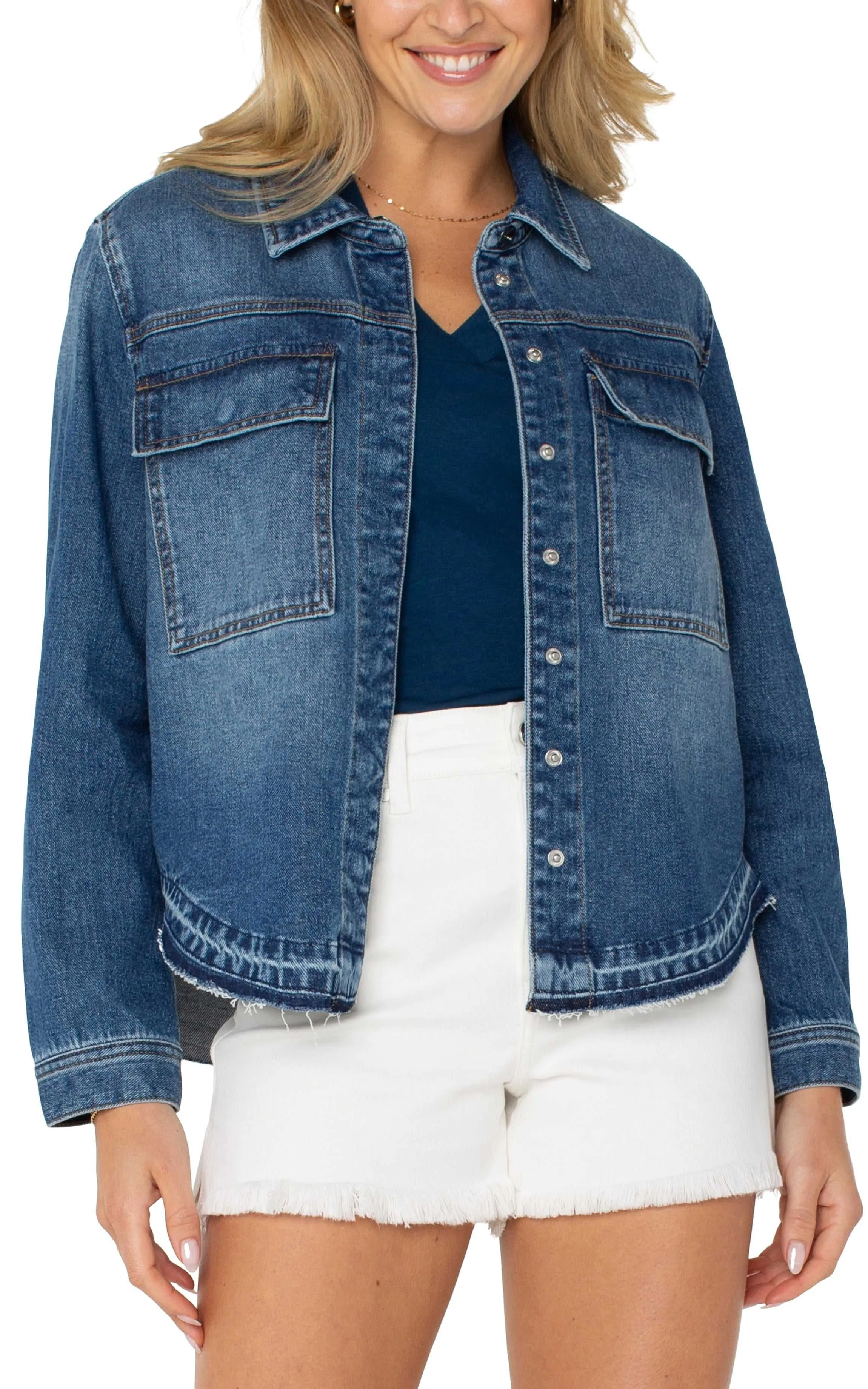 Liverpool Los Angeles SHIRT JACKET WITH SLIT
