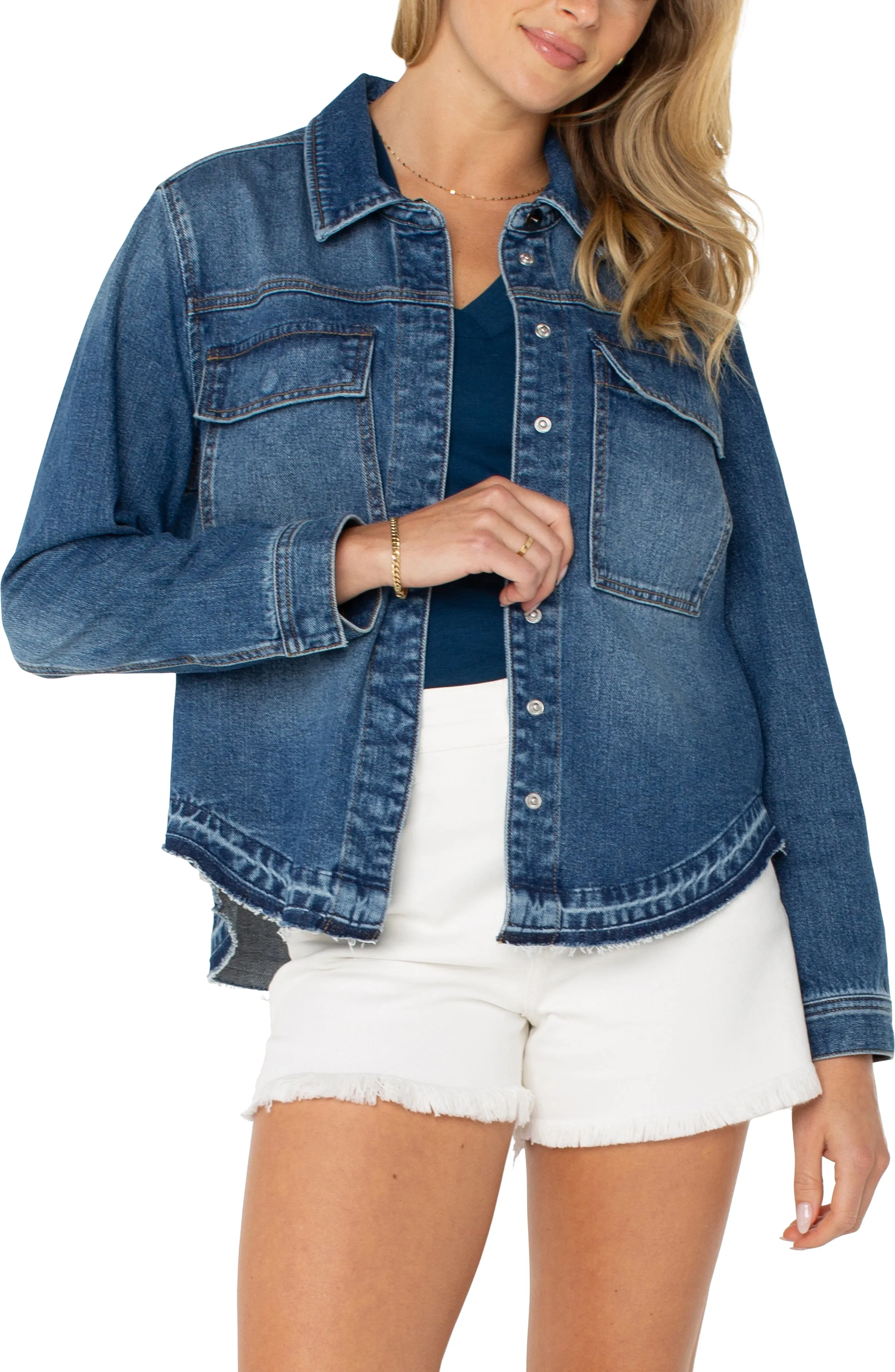 Liverpool Los Angeles SHIRT JACKET WITH SLIT
