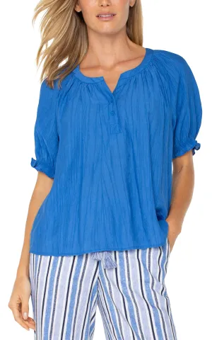 Liverpool Los Angeles SHORT SLEEVE HALF PLACKET BLOUSE