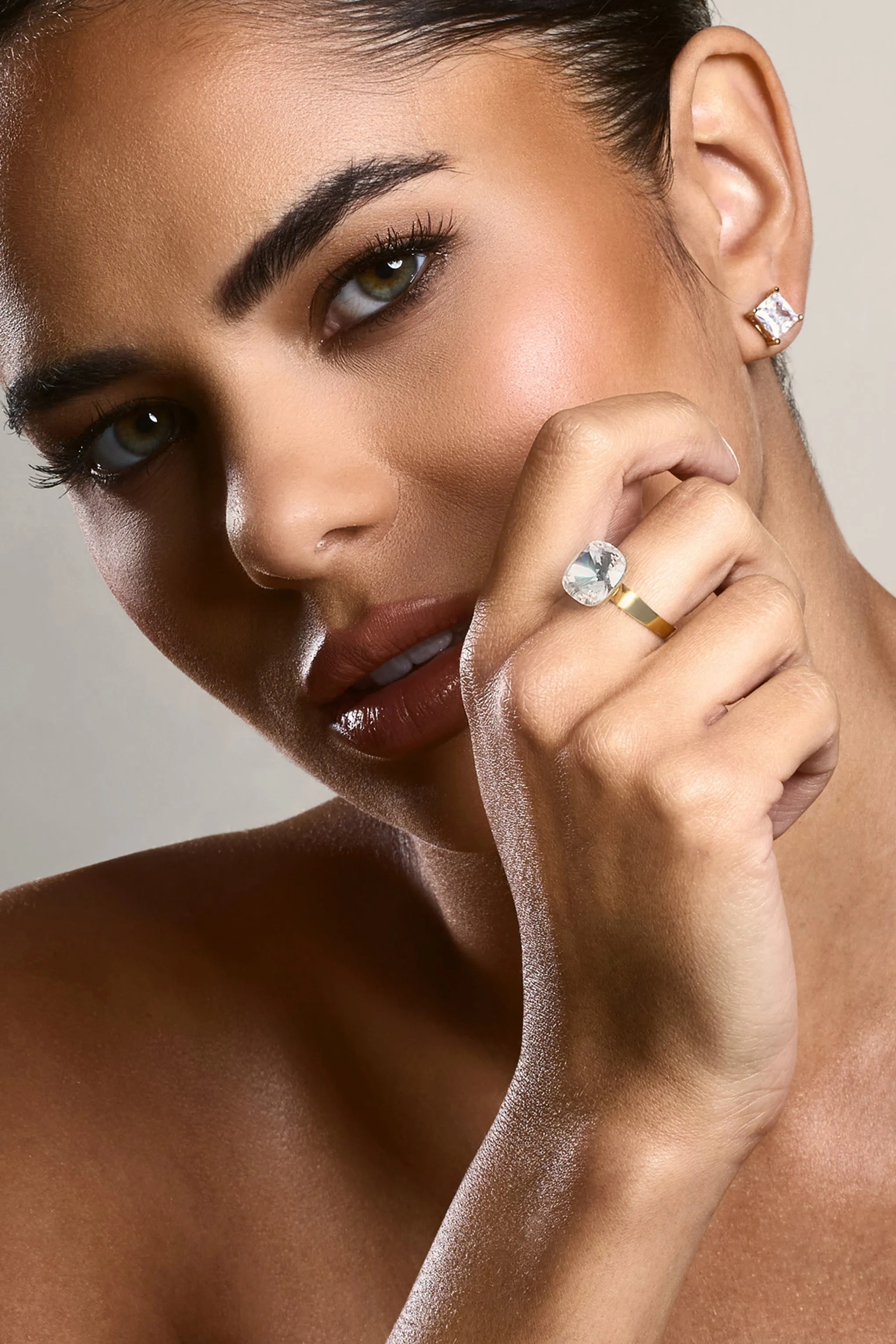 Liza | Gold Adjustable Cushion Cut Ring Club L London