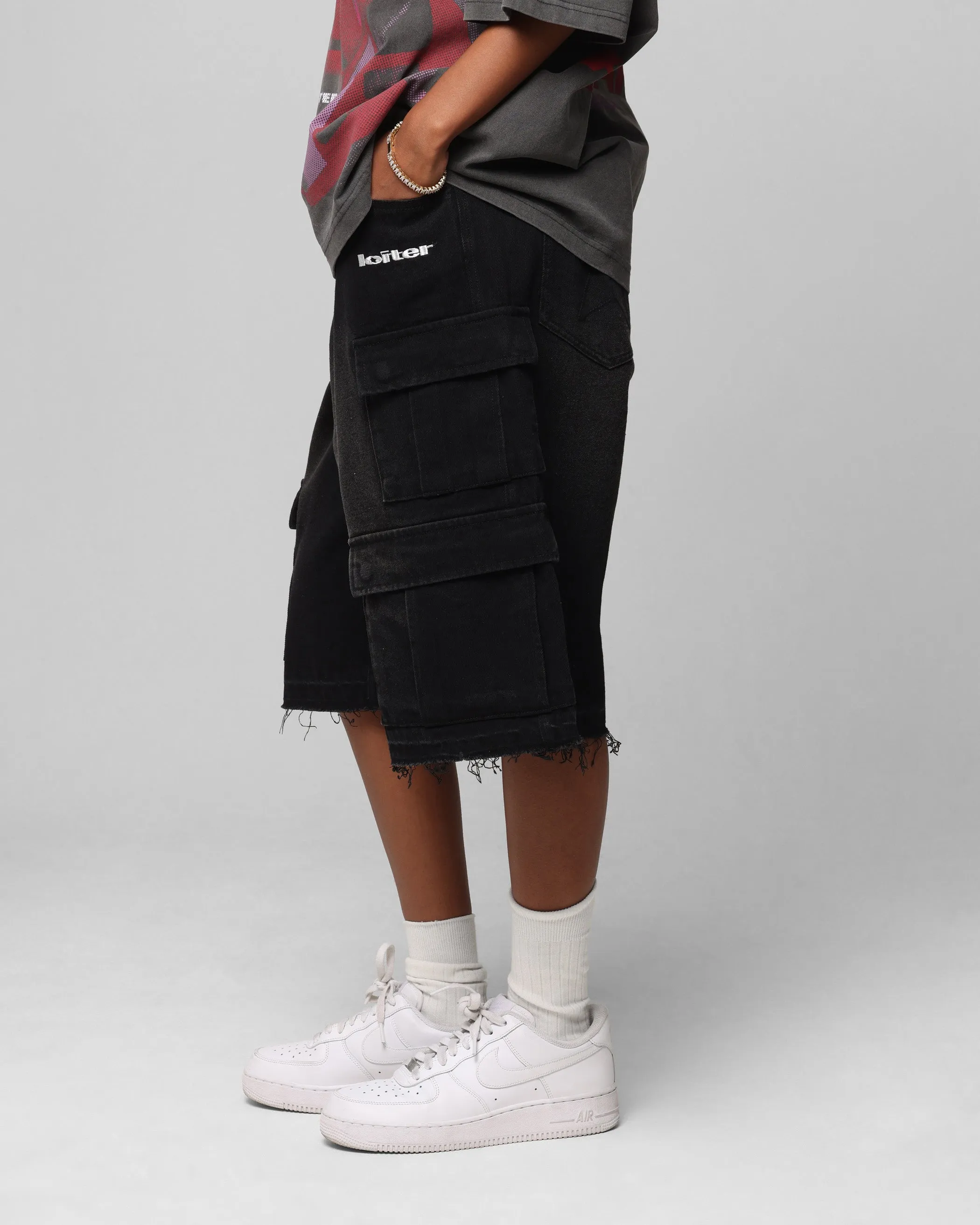 Loiter 3 Quarter Pants Washed Black