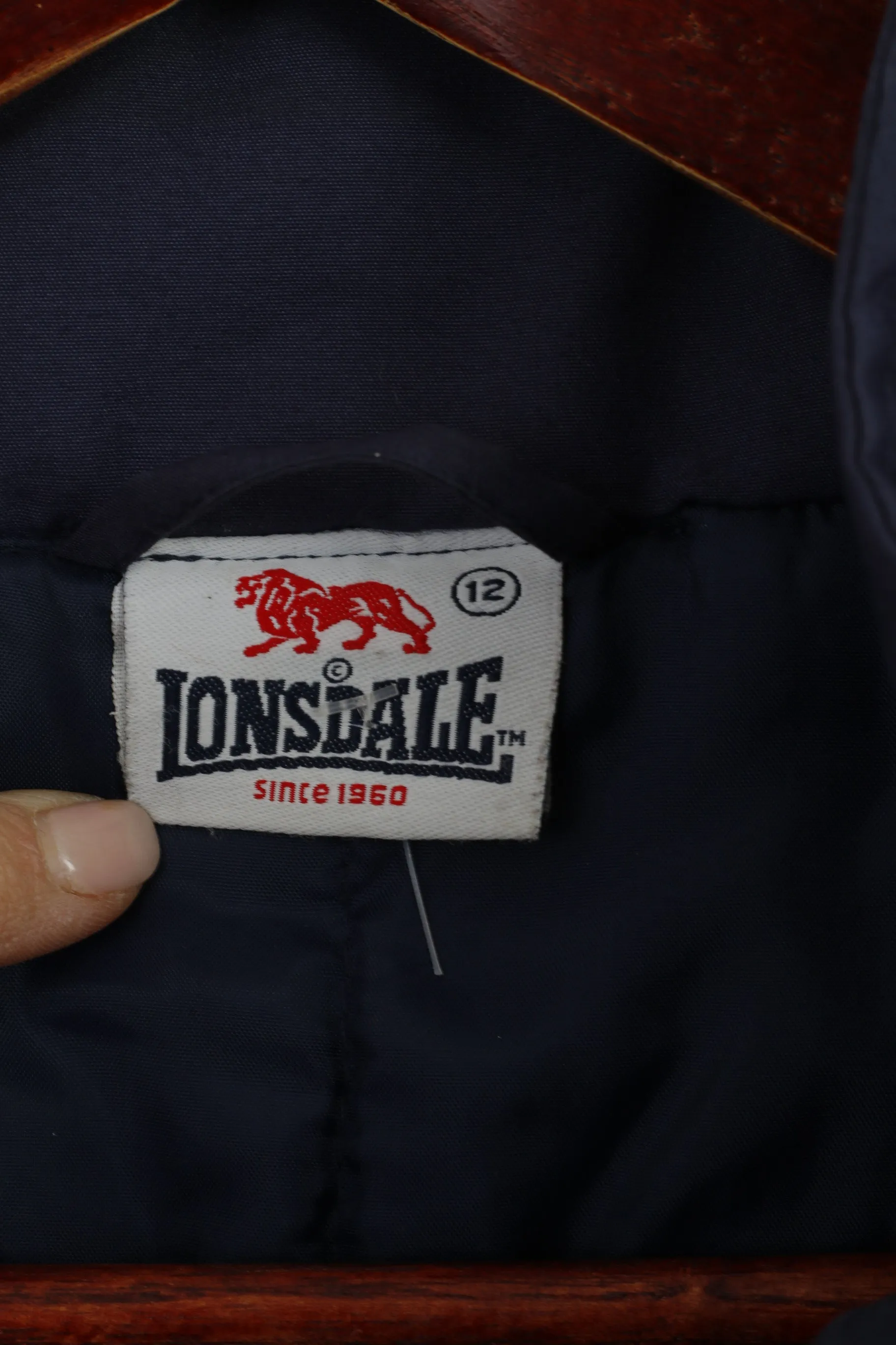Lonsdale London Women 12 M Jacket Navy Padded England Full Zipper Long Casual Top