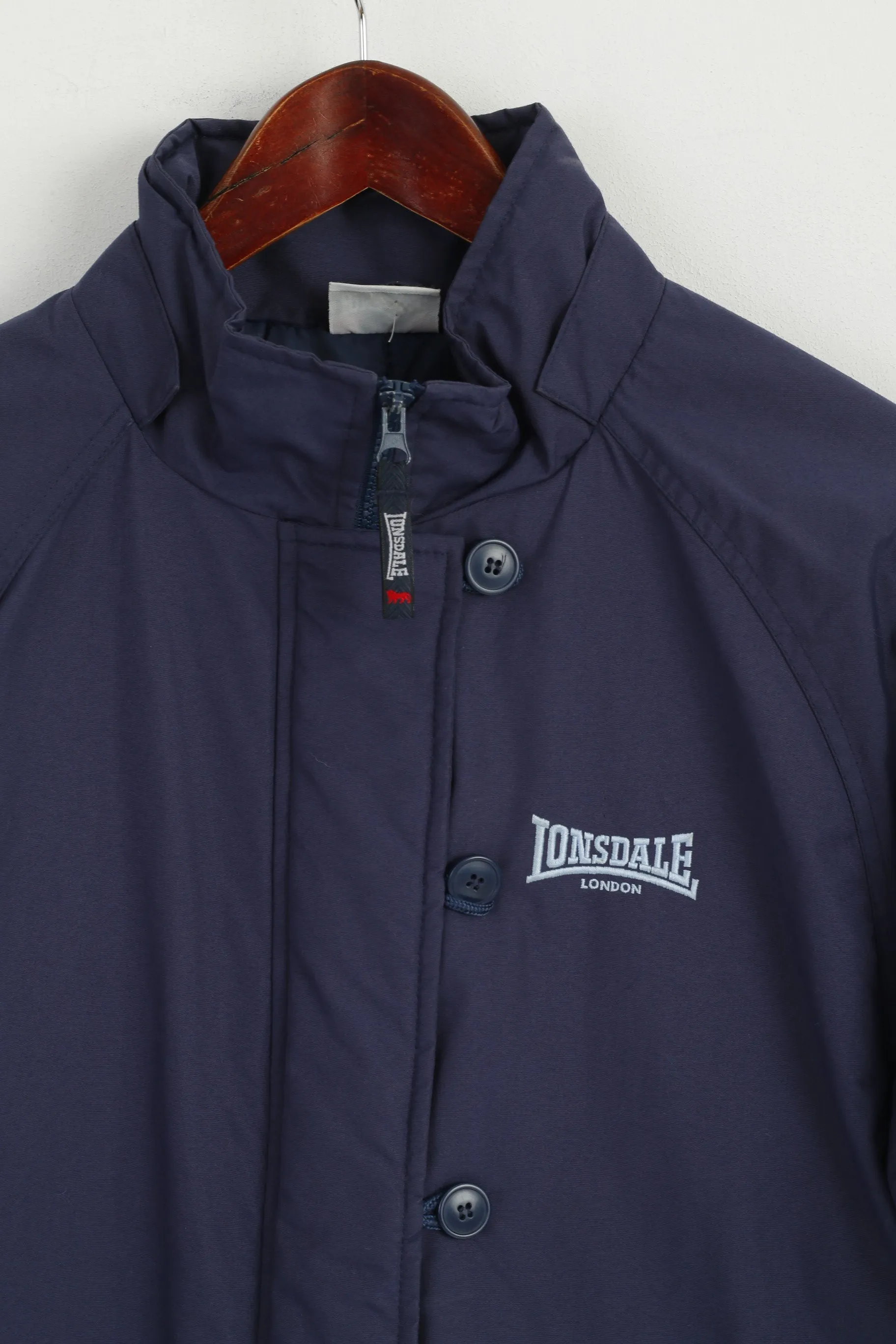 Lonsdale London Women 12 M Jacket Navy Padded England Full Zipper Long Casual Top