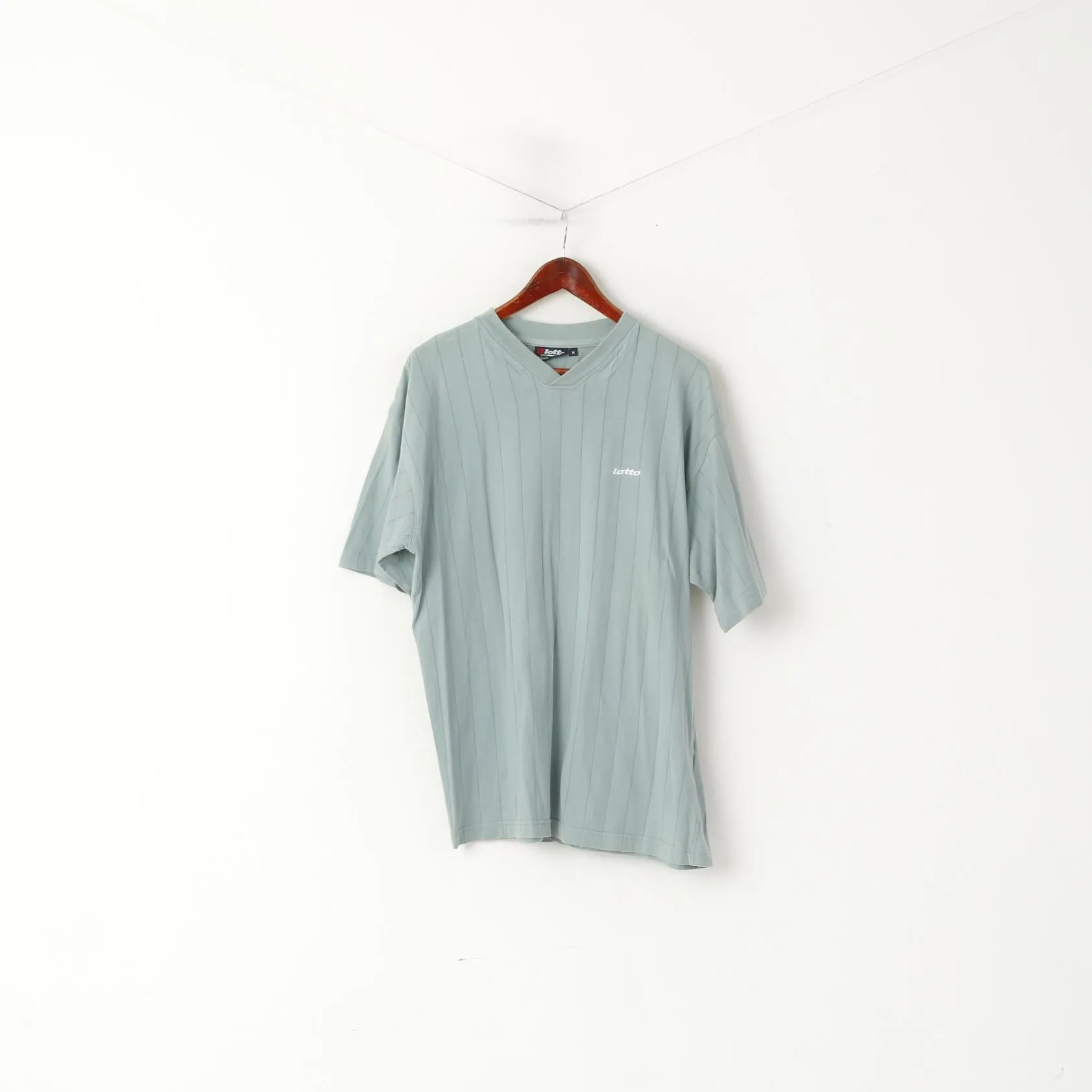 Lotto Men M Shirt Blue Pastel Vintage Italian Sports 90's V Neck Sport Top