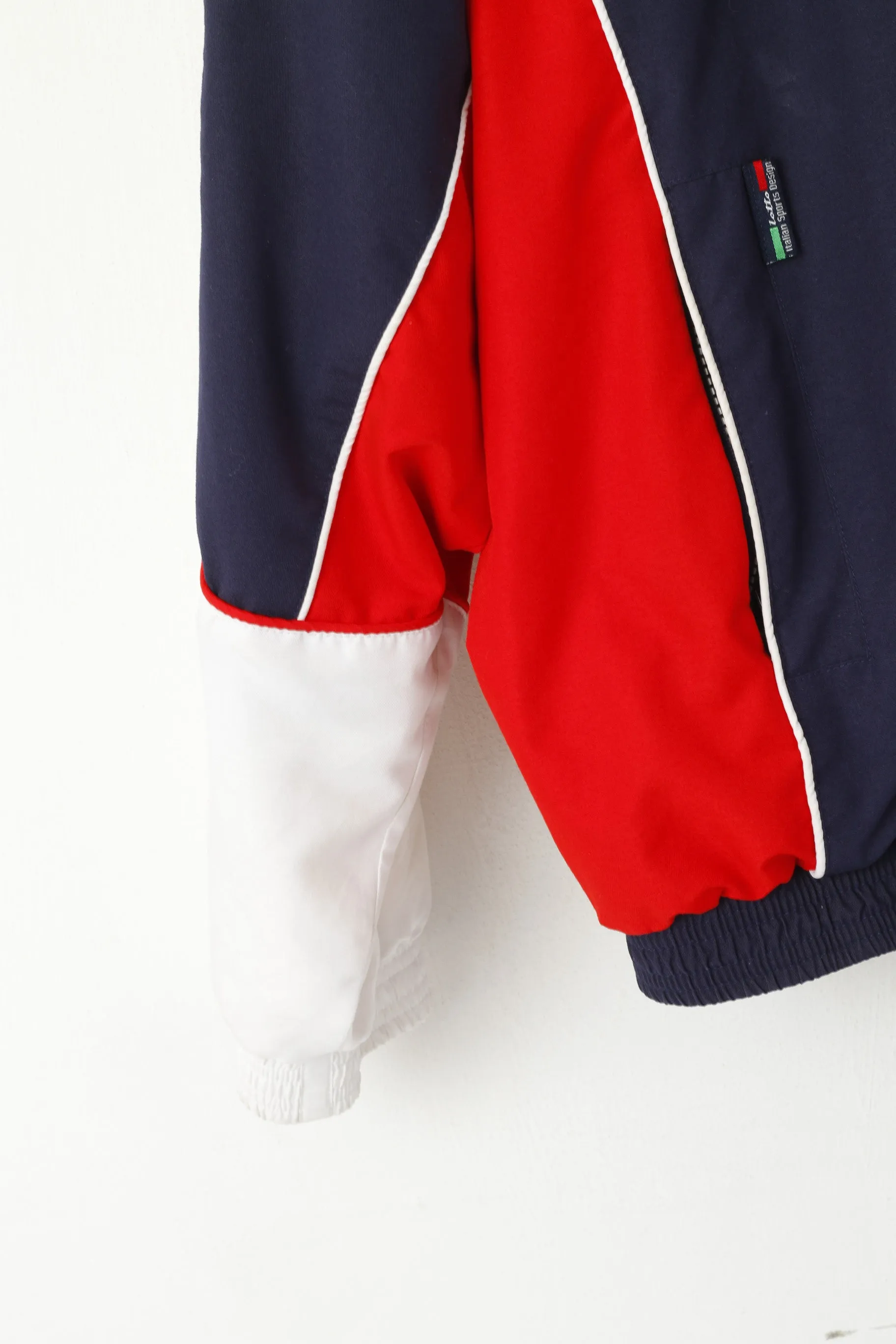 Lotto Men XL Jacket Navy Vintage Bomber Sportswear Full Zipper Italian Sports Design Top