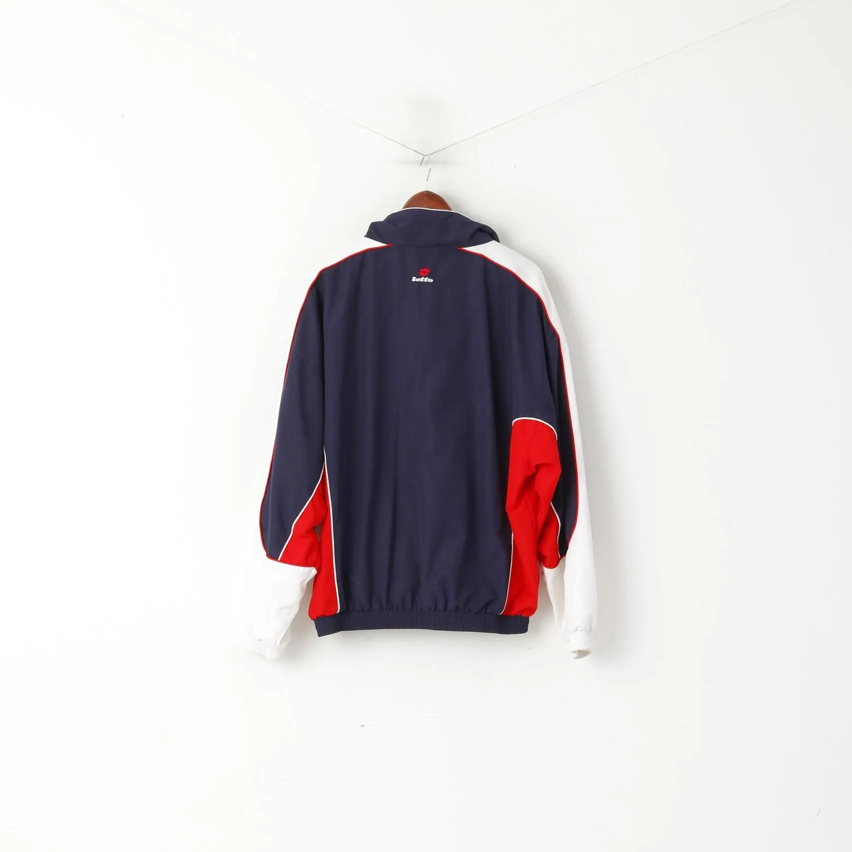 Lotto Men XL Jacket Navy Vintage Bomber Sportswear Full Zipper Italian Sports Design Top