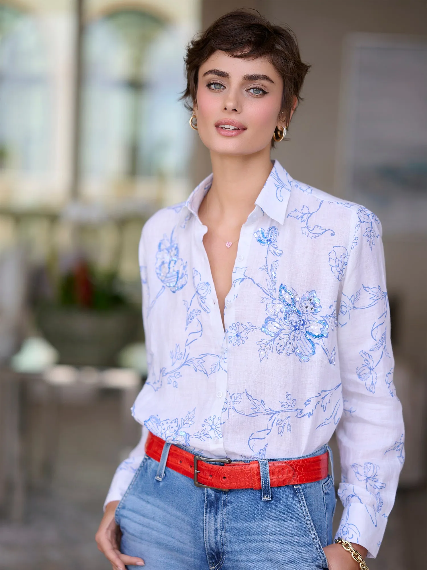 Lou Begonia Linen Shirt