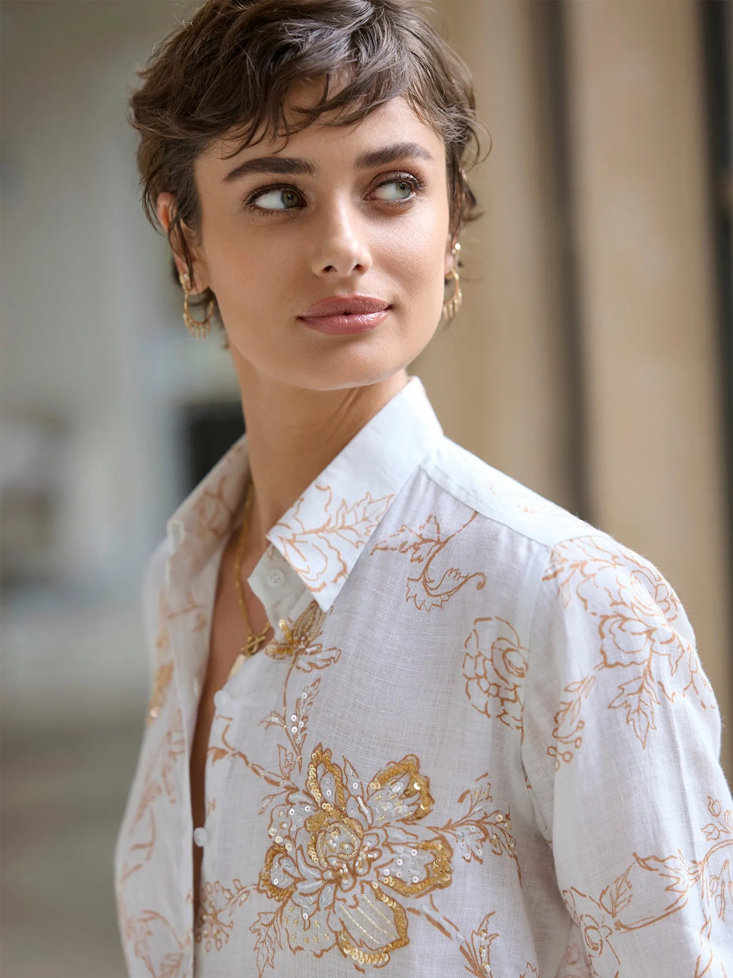 Lou Begonia Linen Shirt