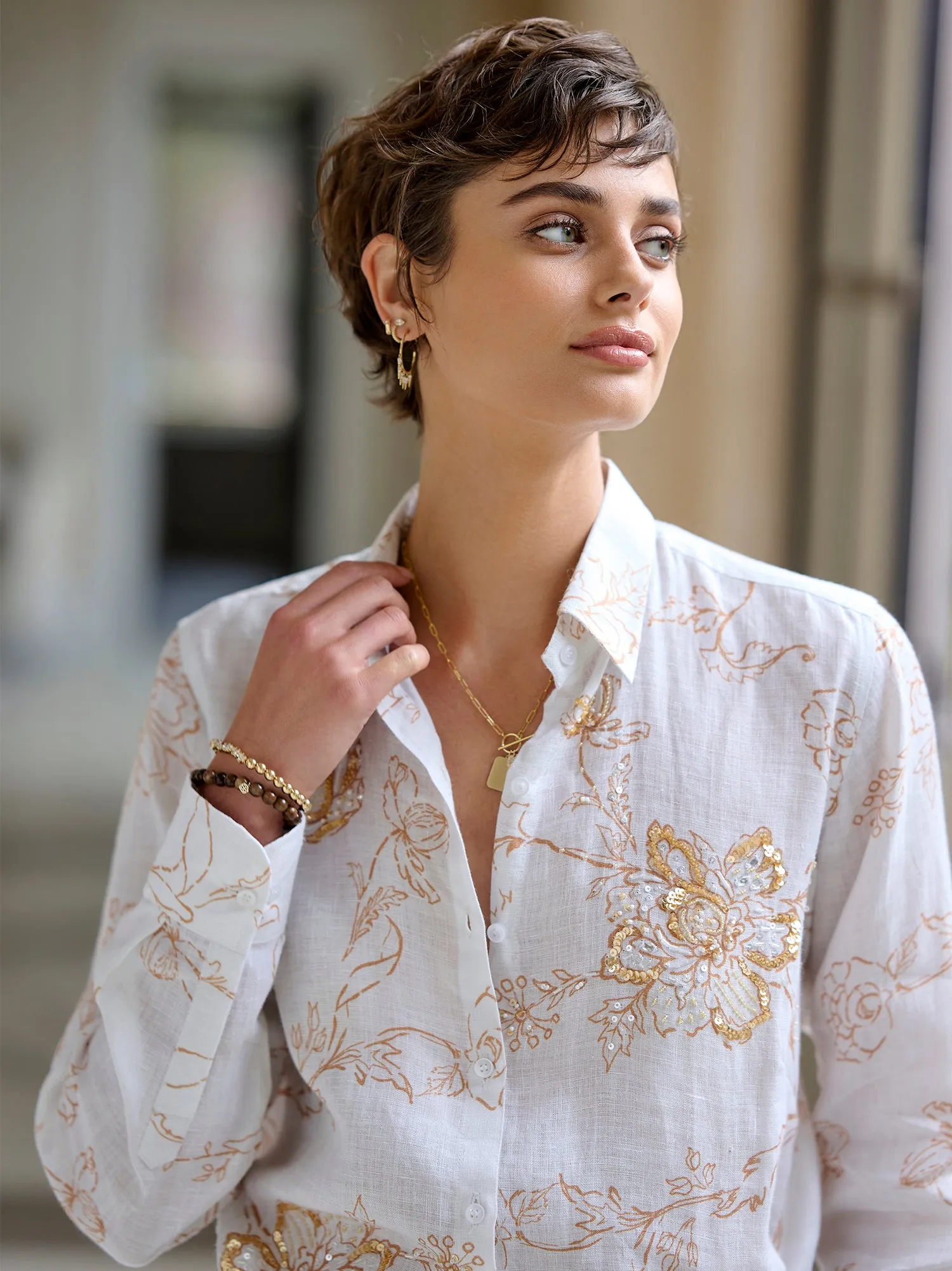 Lou Begonia Linen Shirt