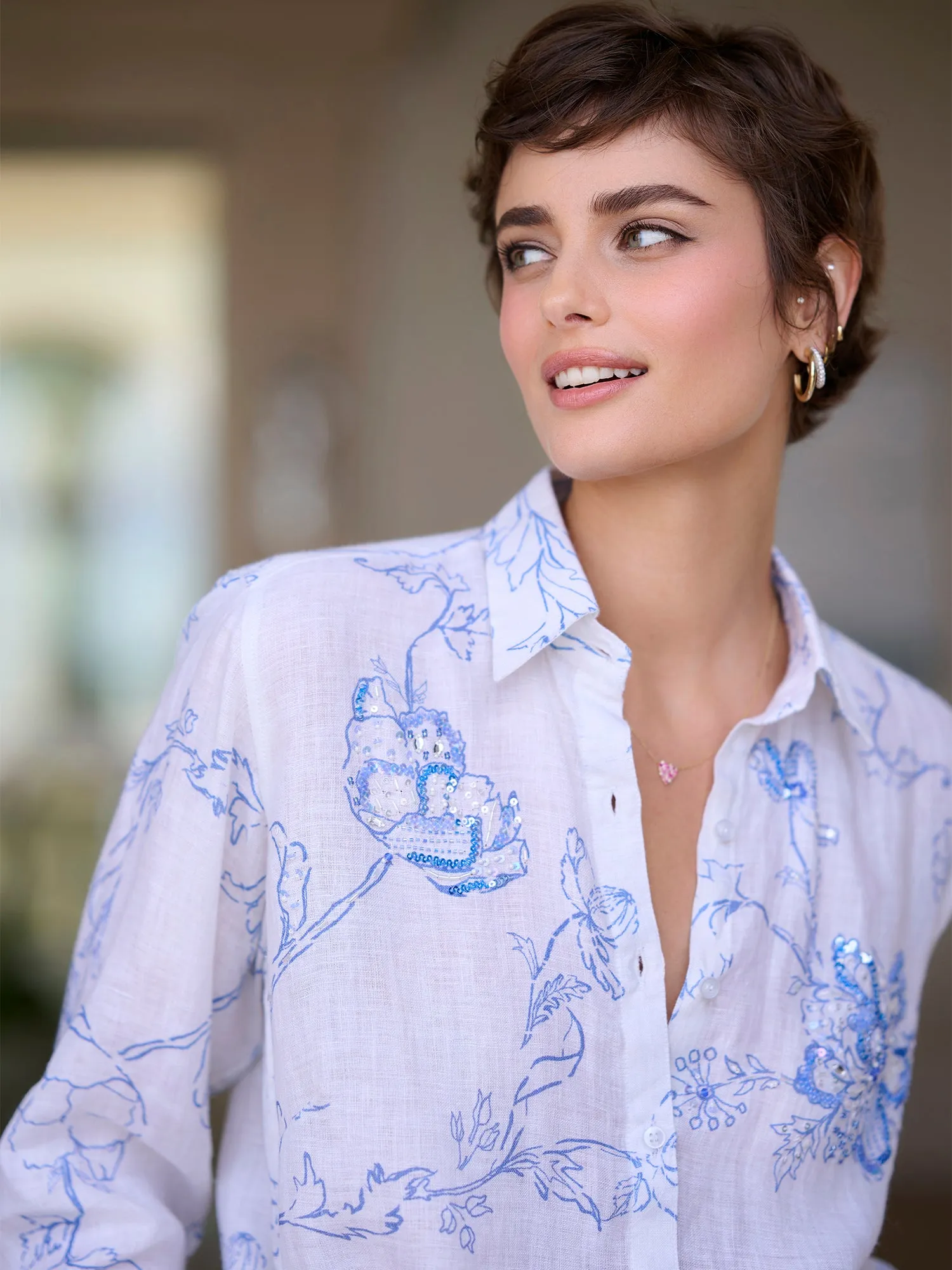 Lou Begonia Linen Shirt