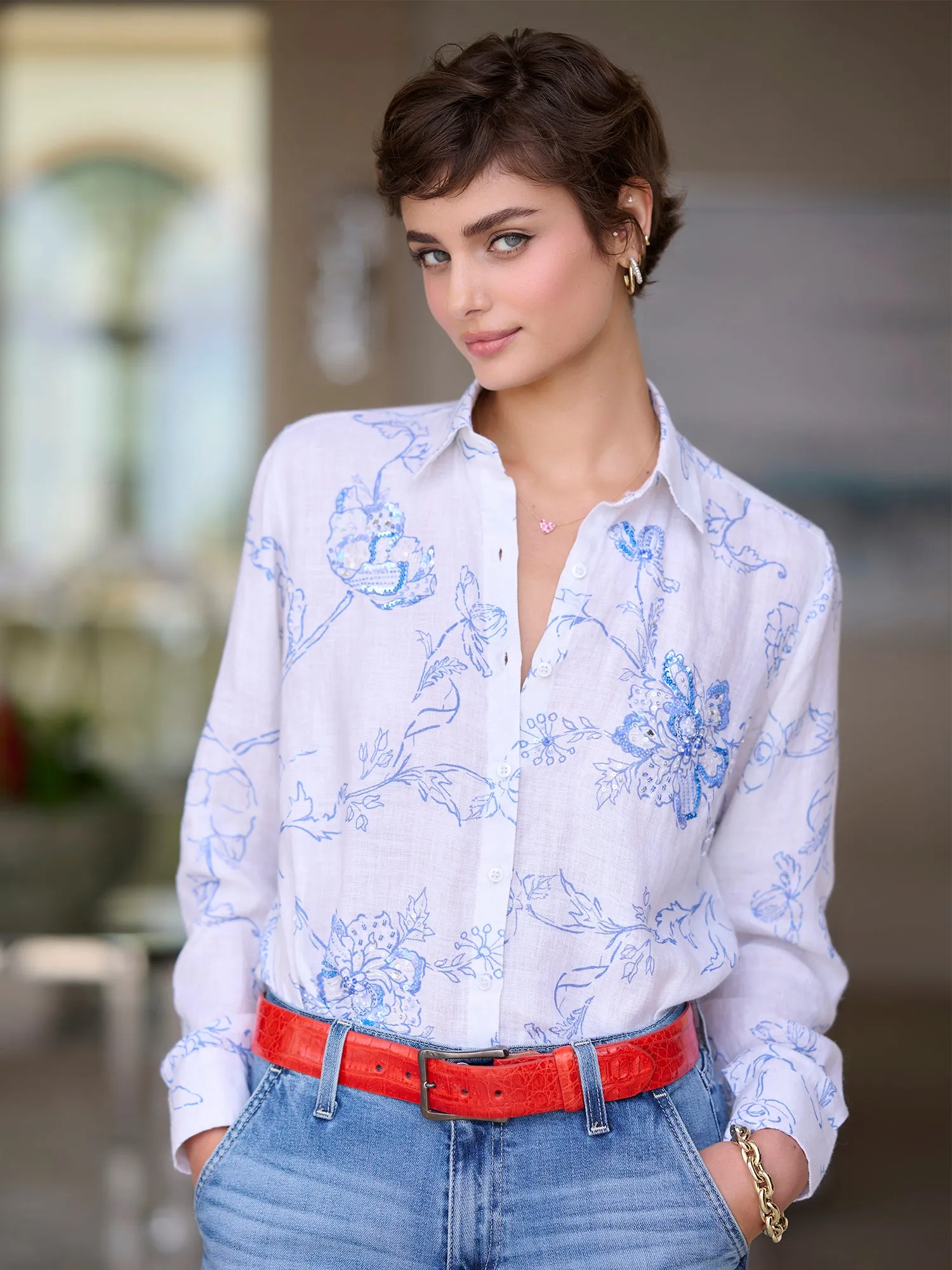 Lou Begonia Linen Shirt