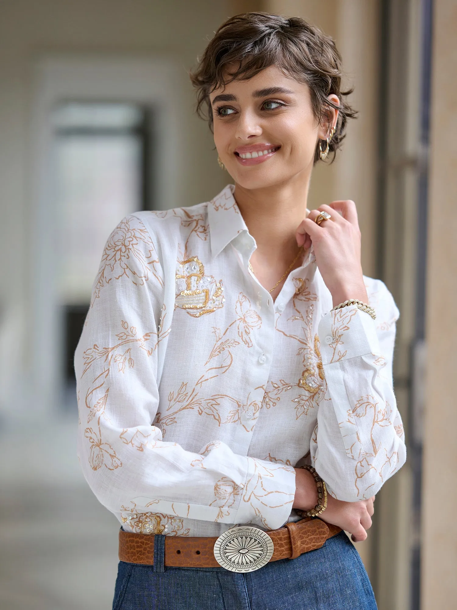 Lou Begonia Linen Shirt