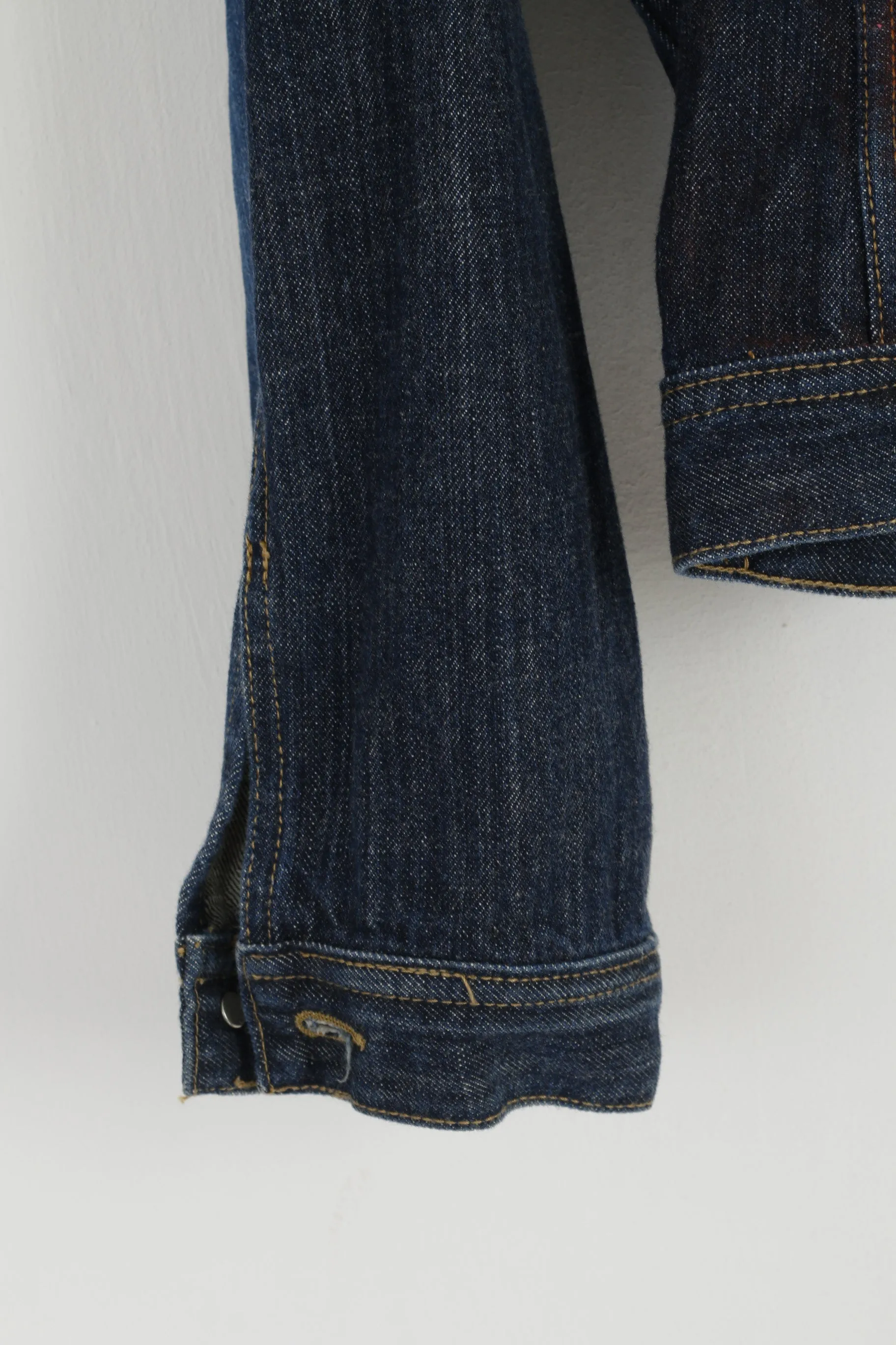 Lucky Strike Women XL Denim Jacket Navy Cotton Vintage Brick Faded Jeans Top