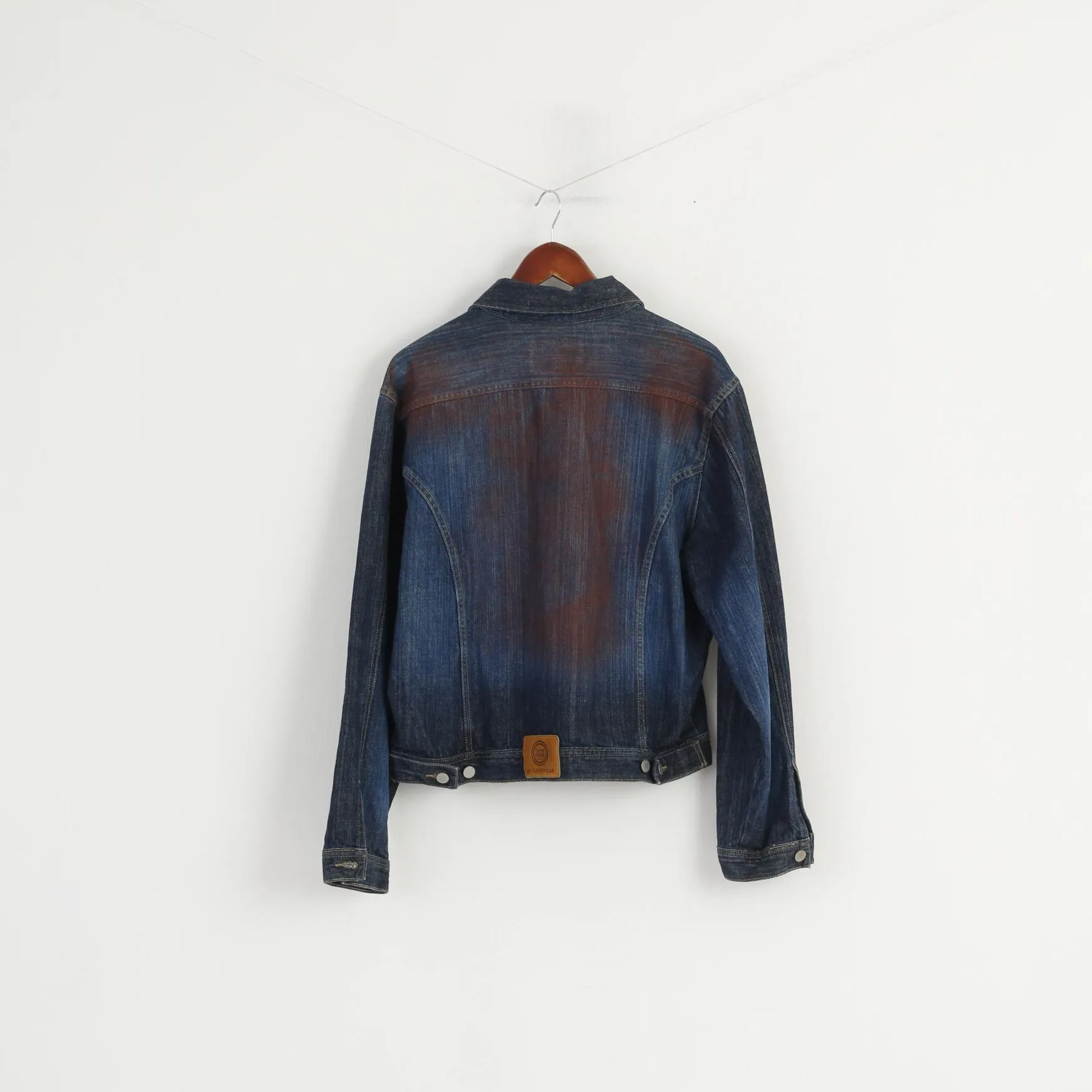 Lucky Strike Women XL Denim Jacket Navy Cotton Vintage Brick Faded Jeans Top