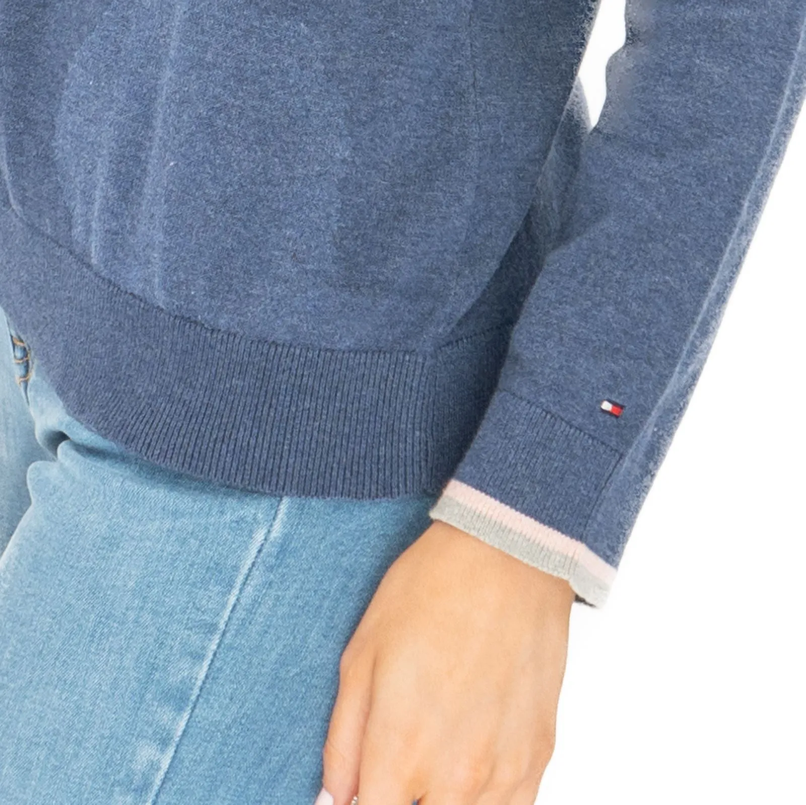 Lucy Argyle Blue Jumper Diamond Intarsia Long Sleeve Tops
