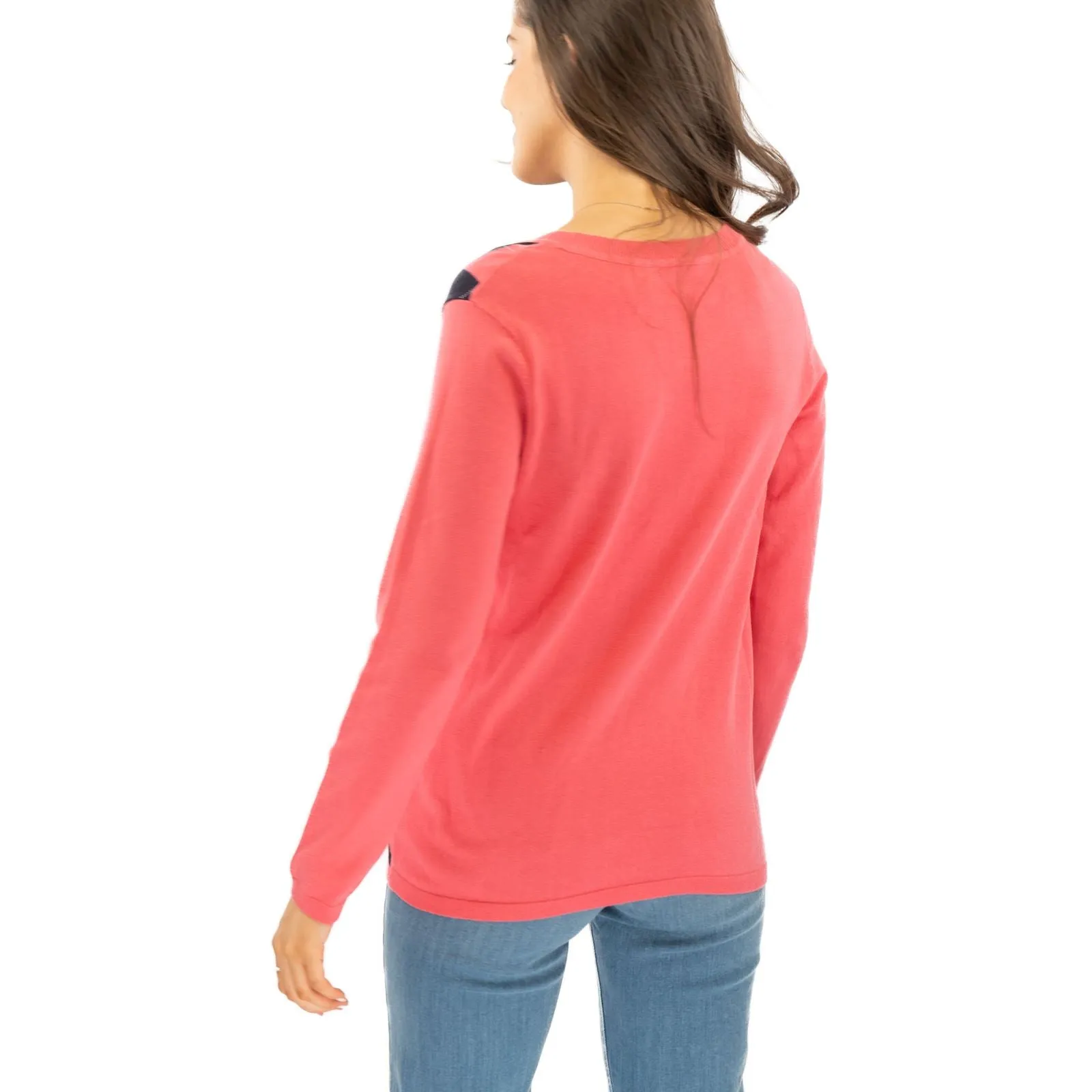 Lucy Argyle Jumper Pink Diamond Intarsia Long Sleeve Tops
