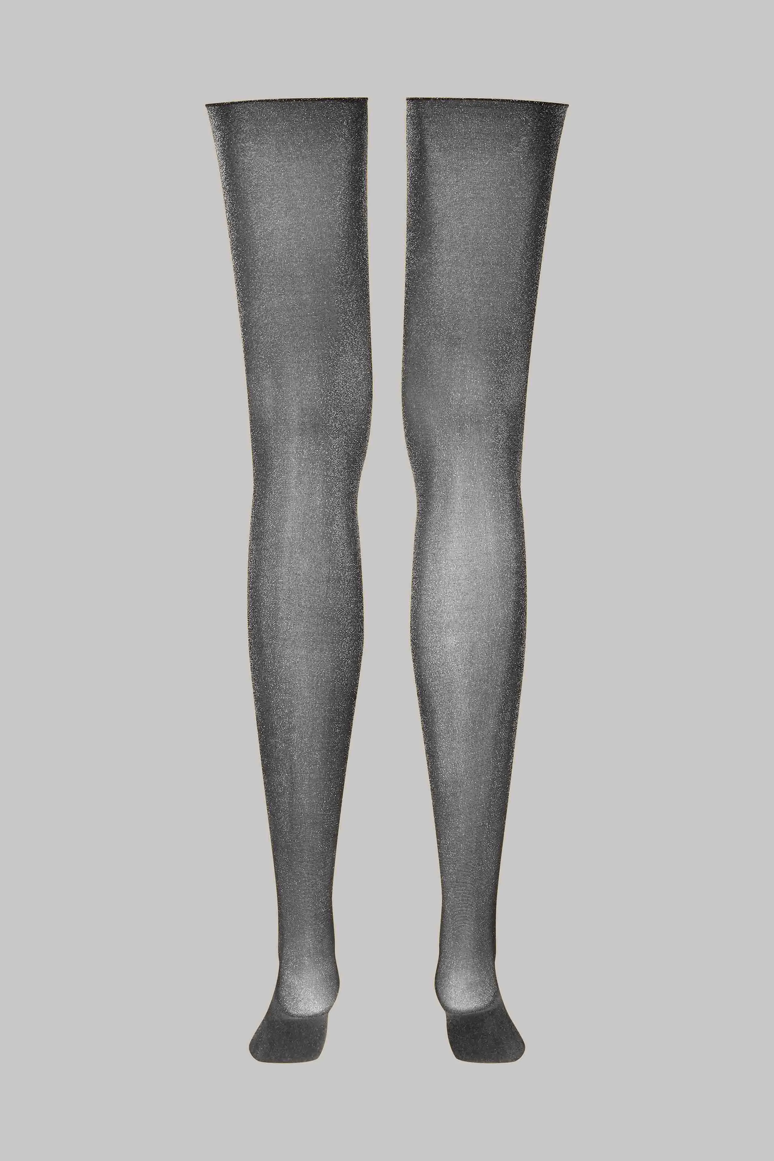 Lurex cut and curled sheer stockings - 20D - Les Coquetteries Maison Close