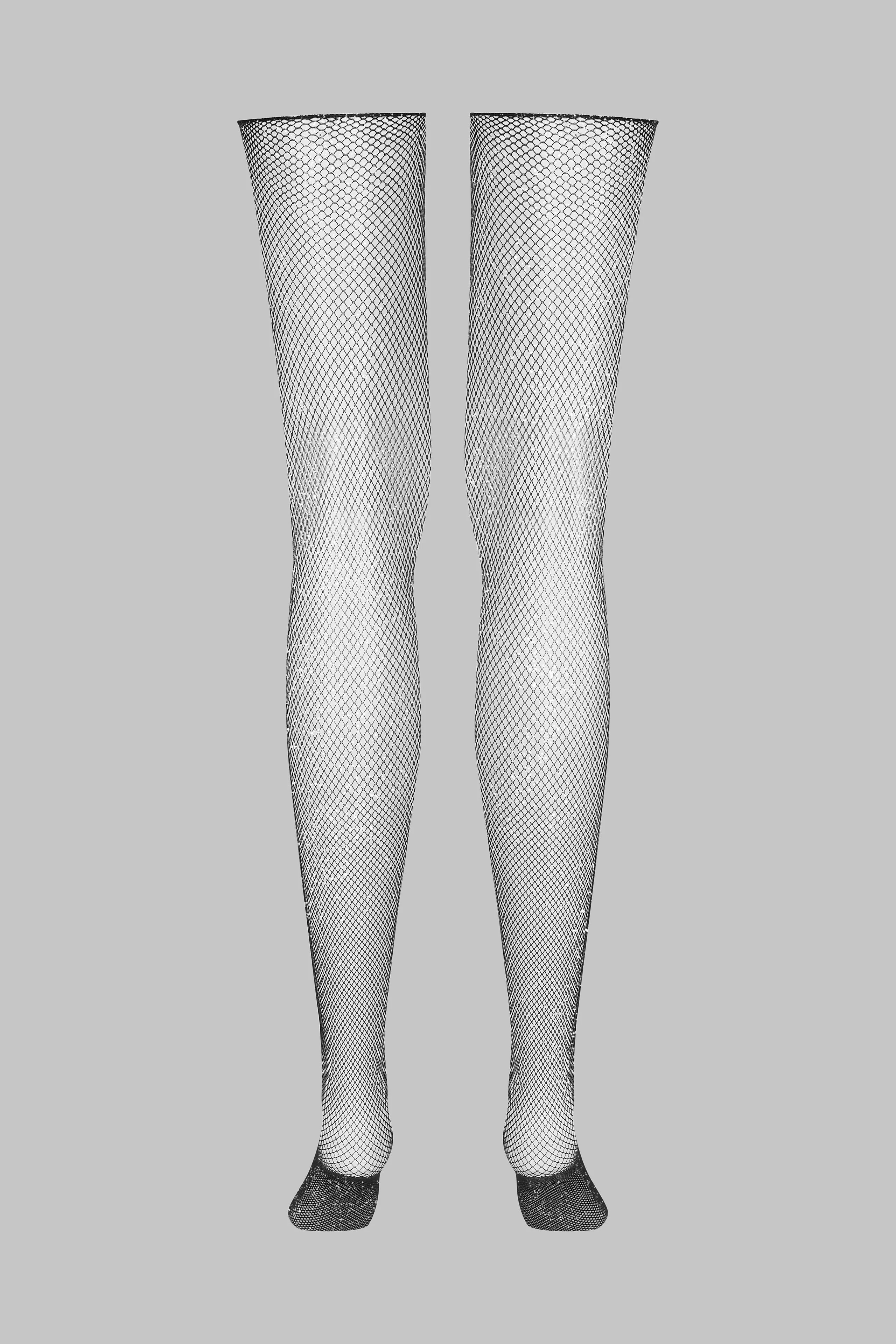 Lurex fishnet cut and curled stockings - Les Coquetteries Maison Close