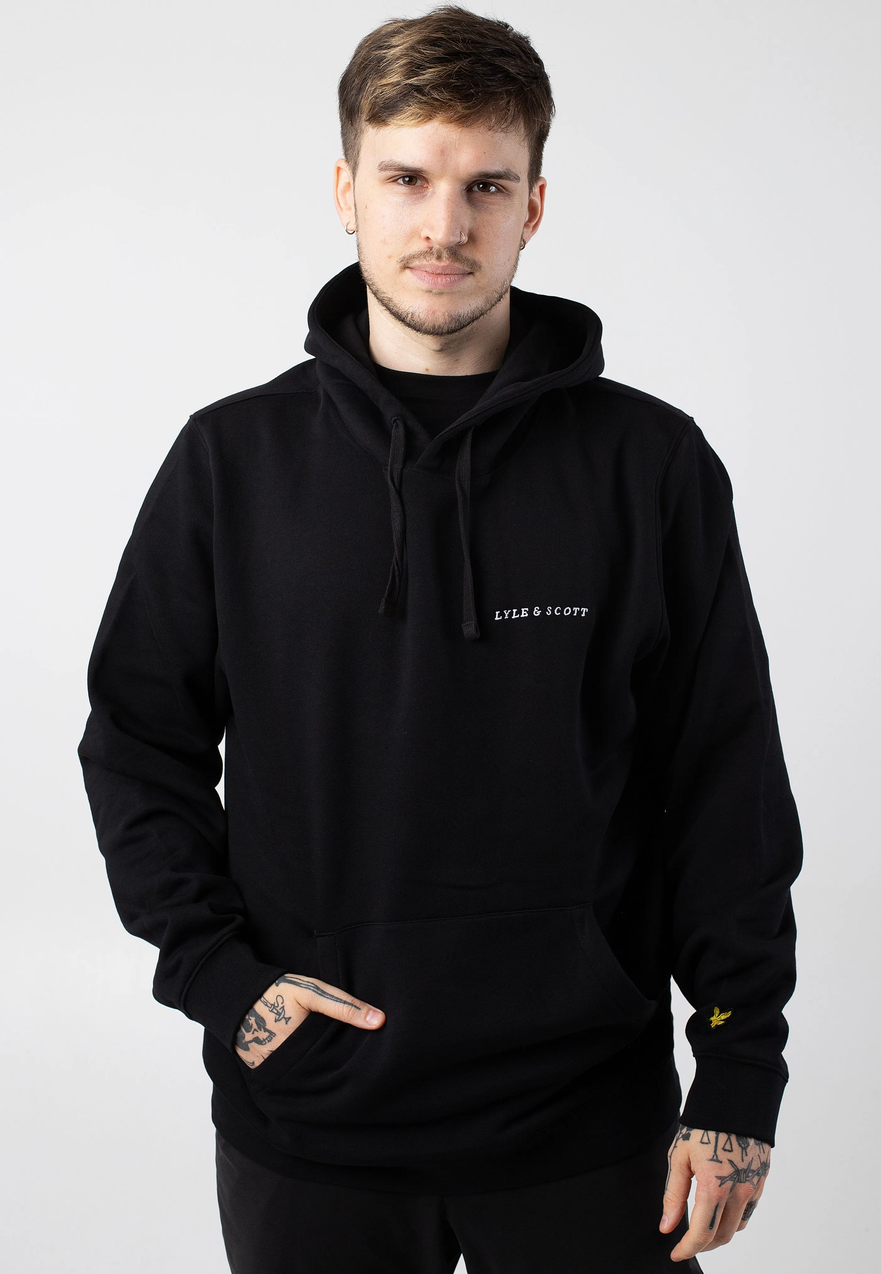 Lyle & Scott - Embroidered Jet Black/White - Hoodie