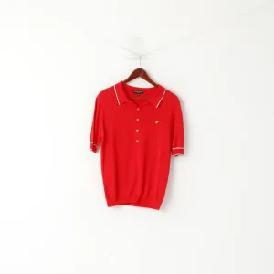 Lyle & Scott Vintage Men M (S) Polo Shirt Red Cotton Short Sleeve Jumper Soft Top