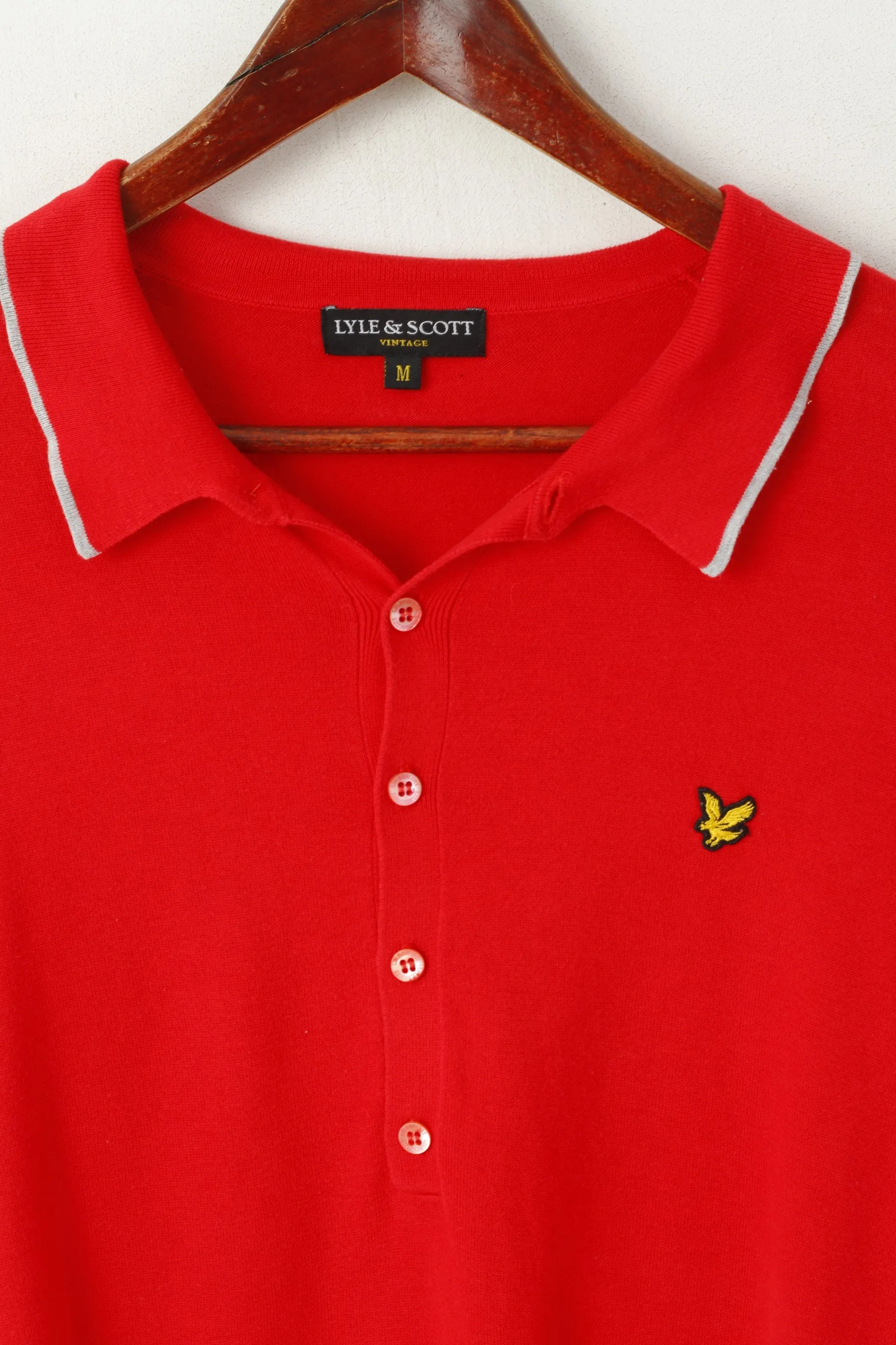 Lyle & Scott Vintage Men M (S) Polo Shirt Red Cotton Short Sleeve Jumper Soft Top