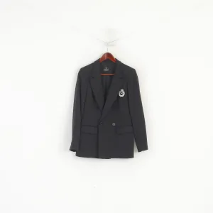 Madeleine Women 10 38 S/M Blazer Black Shiny Double Breasted Detailed Buttons Jacket