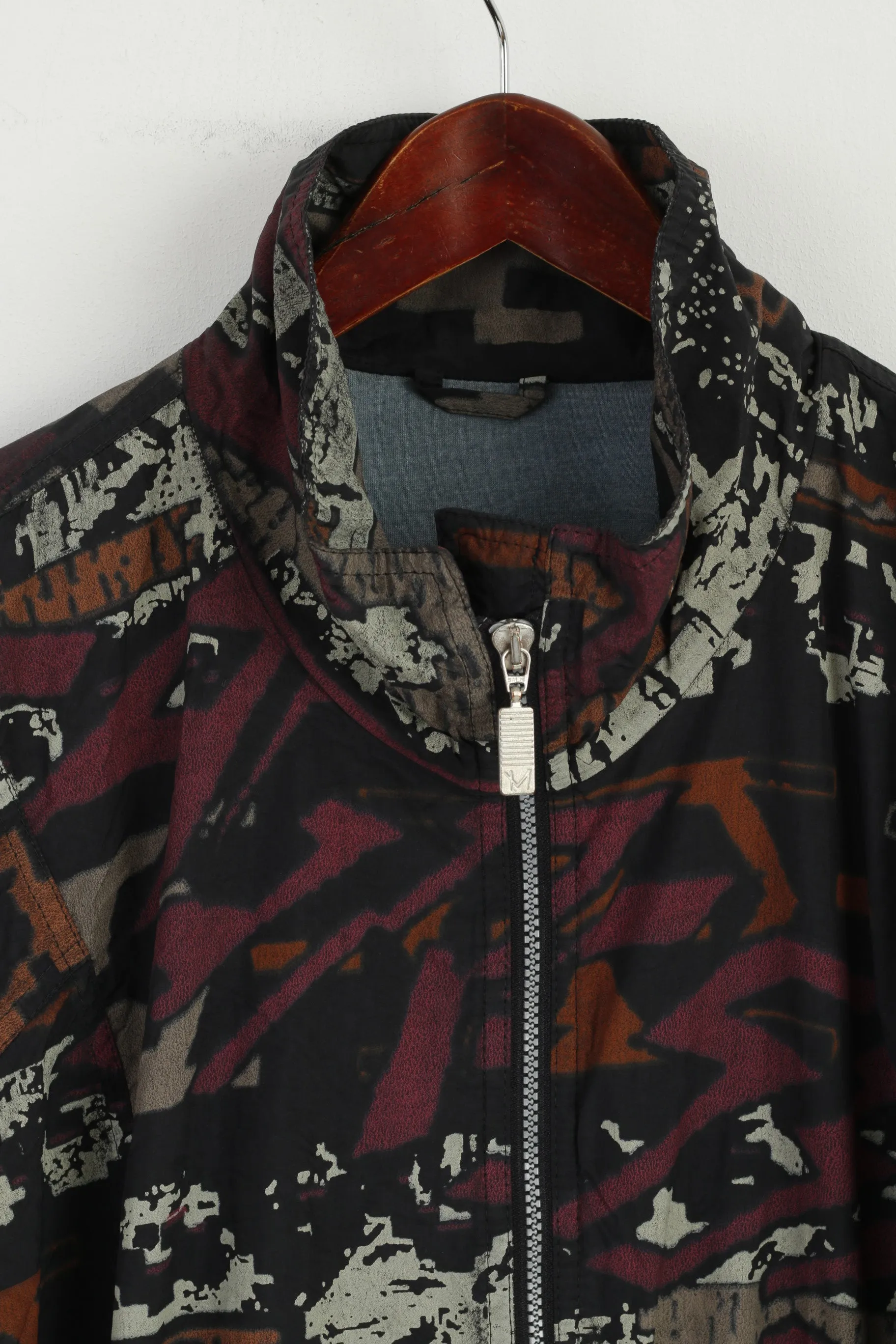 Maier X1 Men XL (XXL) Jacket Brown Patterned Lightweight Nylon Waterproof Retro Top