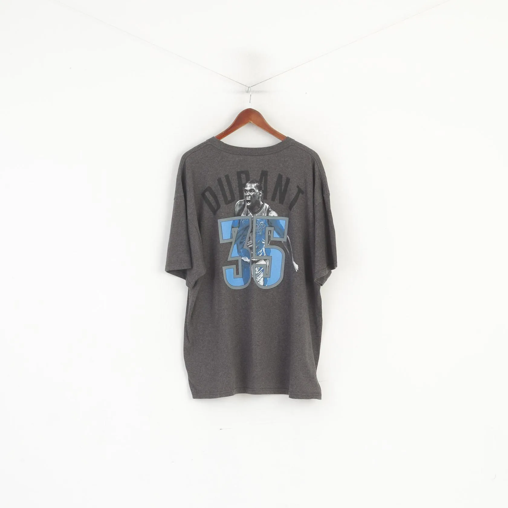 Majestic Athletic Men XXL Shirt Grey Cotton NBA Durant #35 Sport Basketball Top