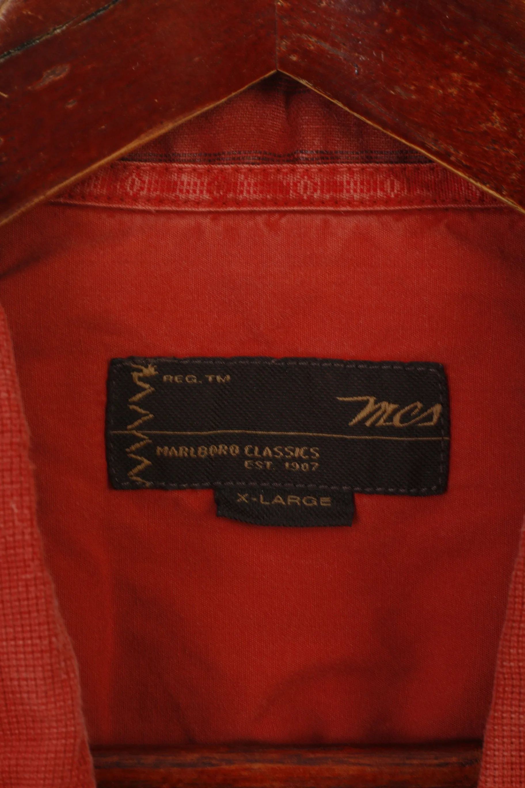 Malboro Classics Men XL Casual Shirt Brick Cotton Linen Vintage Short Sleeve Top