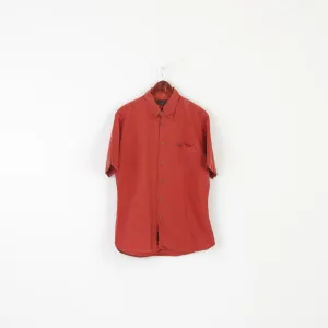 Malboro Classics Men XL Casual Shirt Brick Cotton Linen Vintage Short Sleeve Top