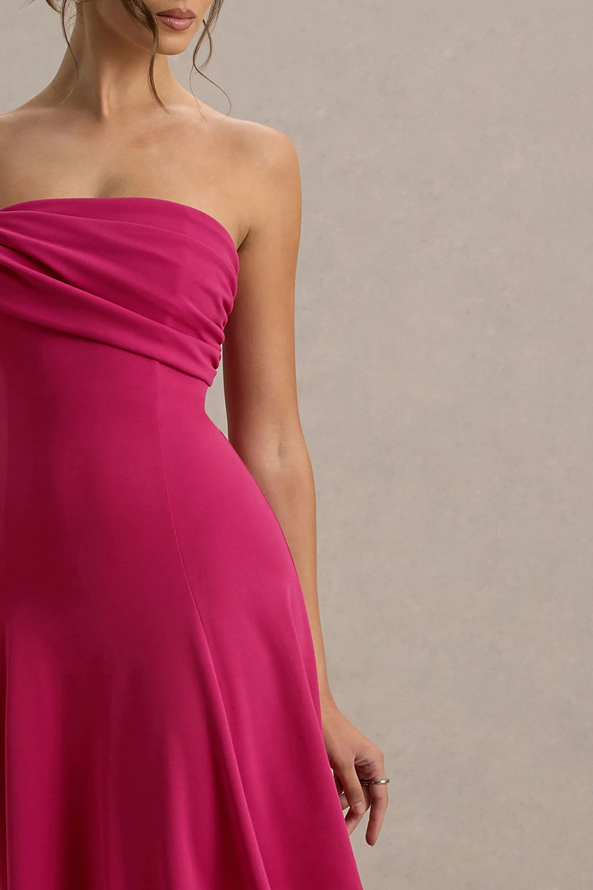 Malta | Hot Pink One-Shoulder Midi Dress Club L London