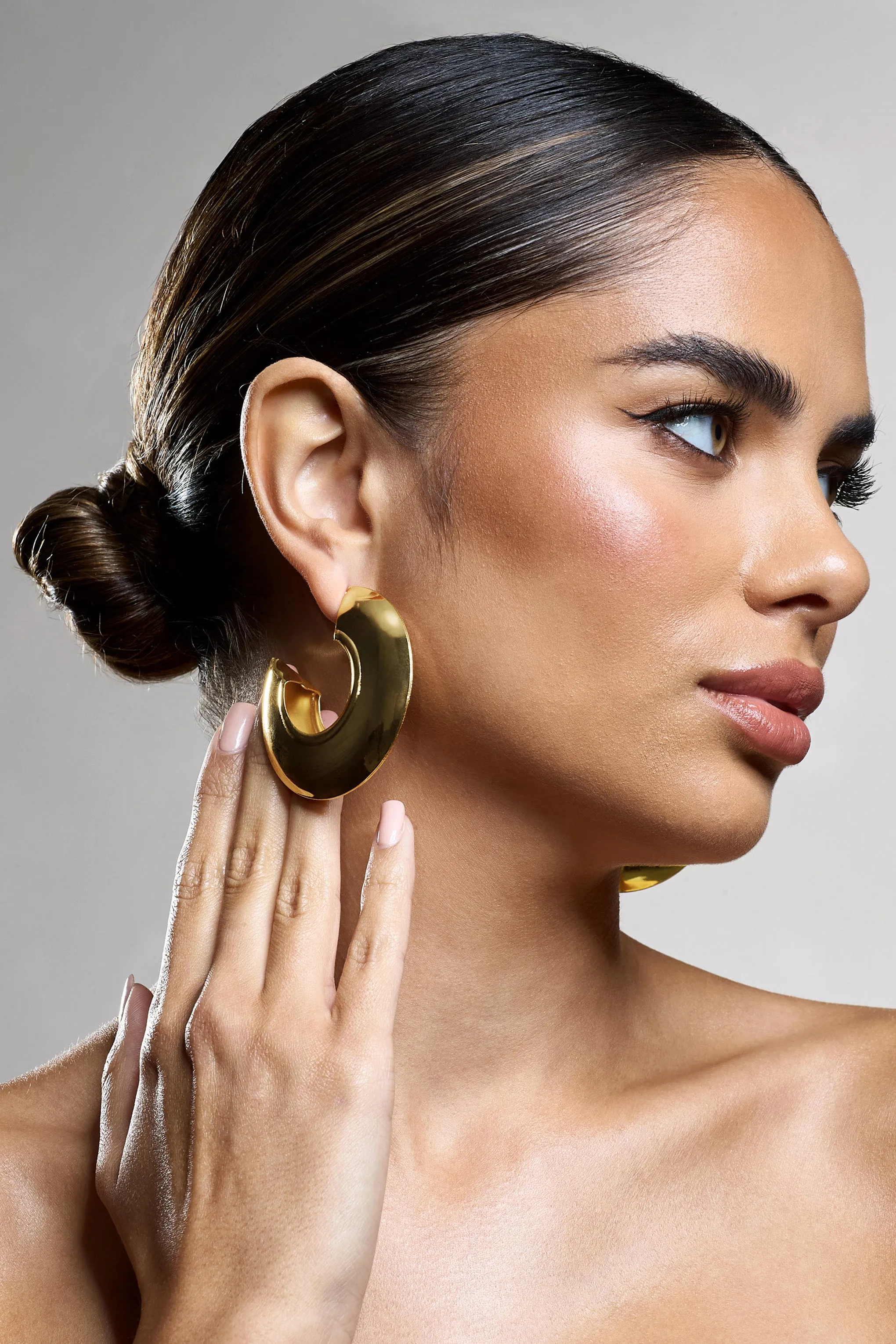 Maple | Gold Chunky Hoop Earrings Club L London