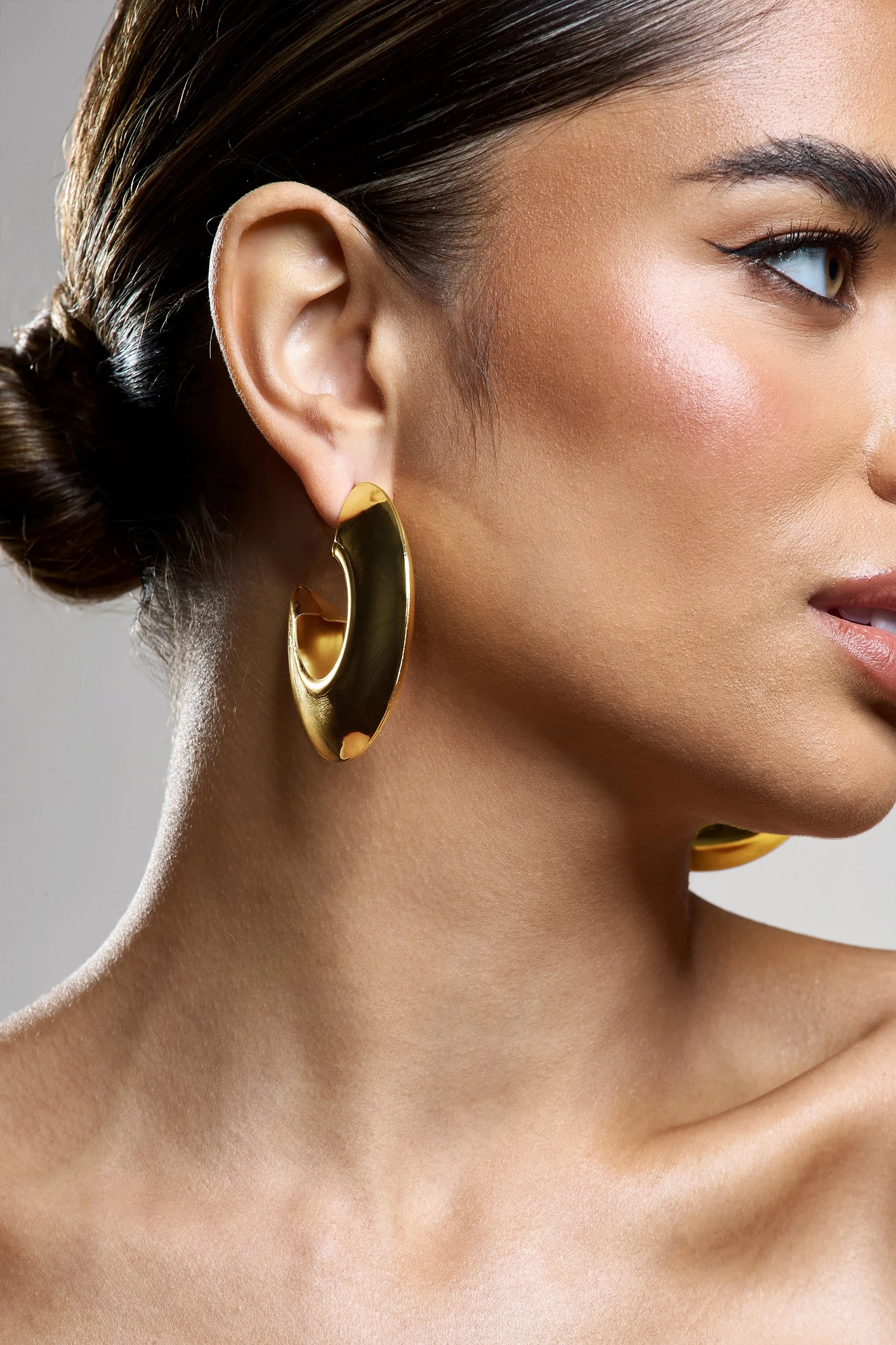 Maple | Gold Chunky Hoop Earrings Club L London