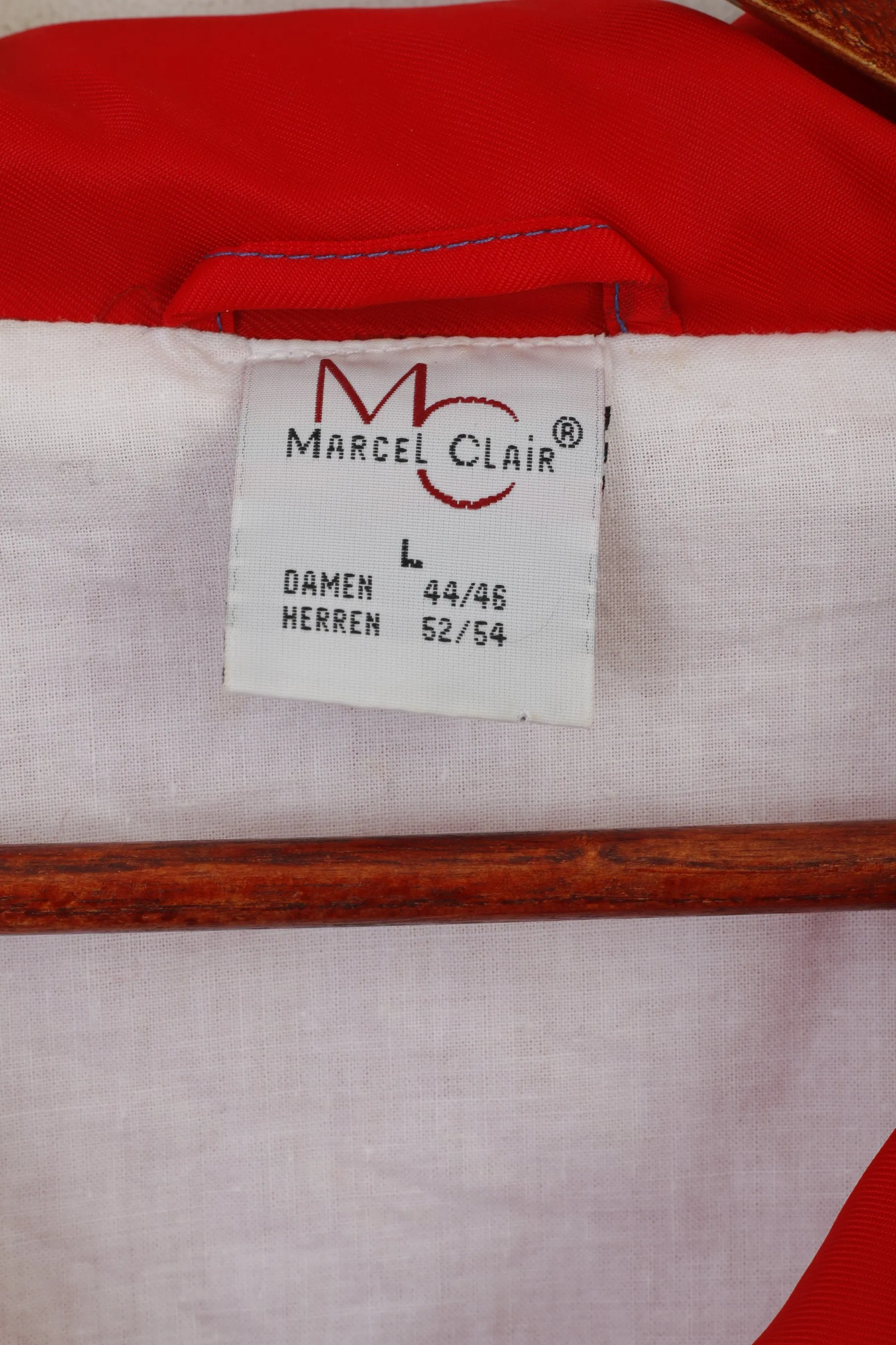 Marcel Clair Men L Pullover Jacket Blue Red Nylon CUP '66 Vintage Hidden Hood Top