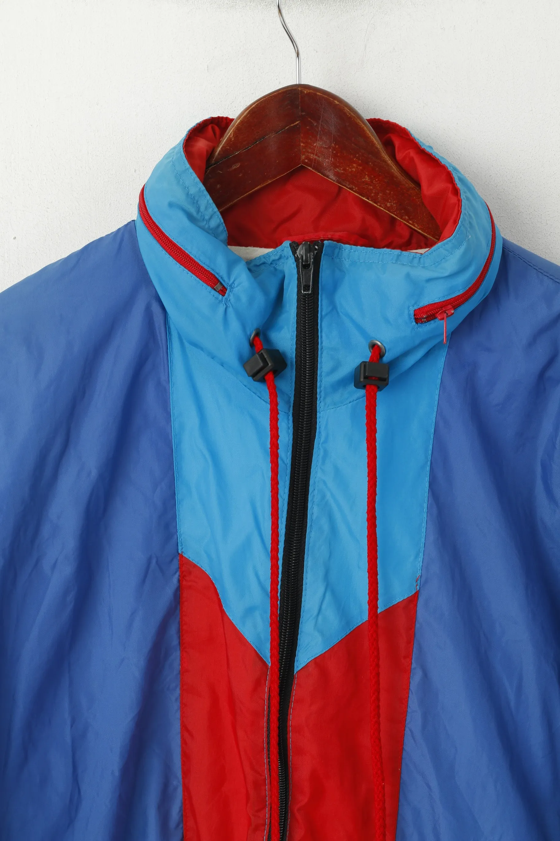Marcel Clair Men S Jacket Blue Vintage Life Line Activewear Hidden Hood Sport Top